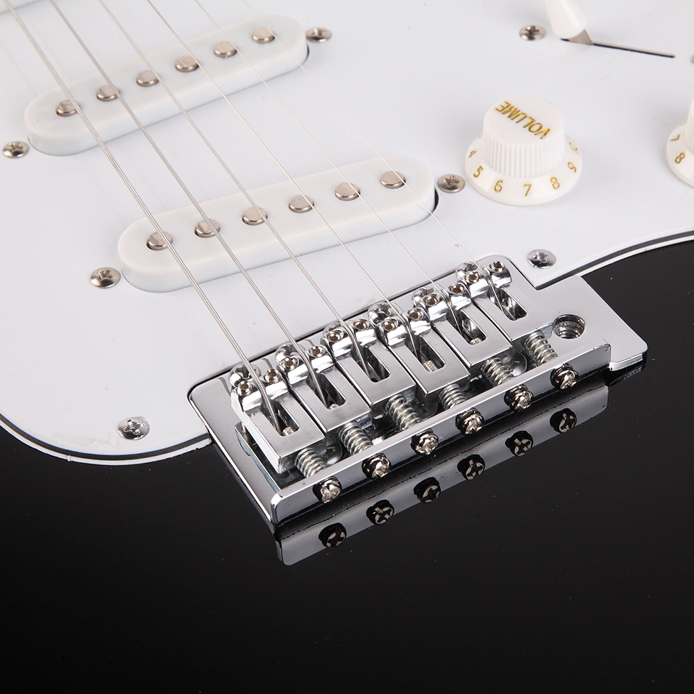 GST Rosewood Fingerboard Electric GuitarBagShoulder Strap Pick Whammy Bar Cord Wrench Tool Black & White view 11