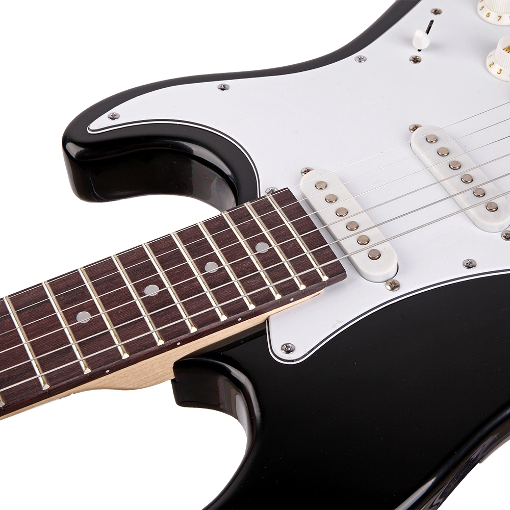 GST Rosewood Fingerboard Electric GuitarBagShoulder Strap Pick Whammy Bar Cord Wrench Tool Black & White view 14
