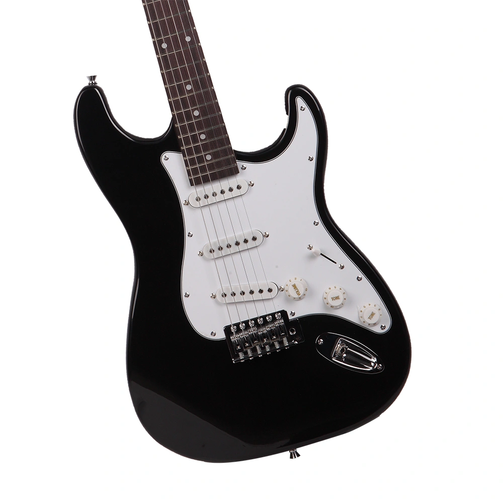 GST Rosewood Fingerboard Electric GuitarBagShoulder Strap Pick Whammy Bar Cord Wrench Tool Black & White view 8
