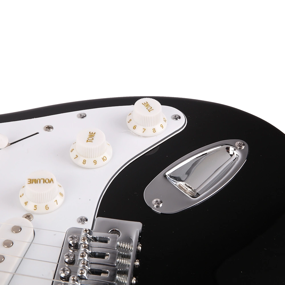 GST Rosewood Fingerboard Electric GuitarBagShoulder Strap Pick Whammy Bar Cord Wrench Tool Black & White view 9