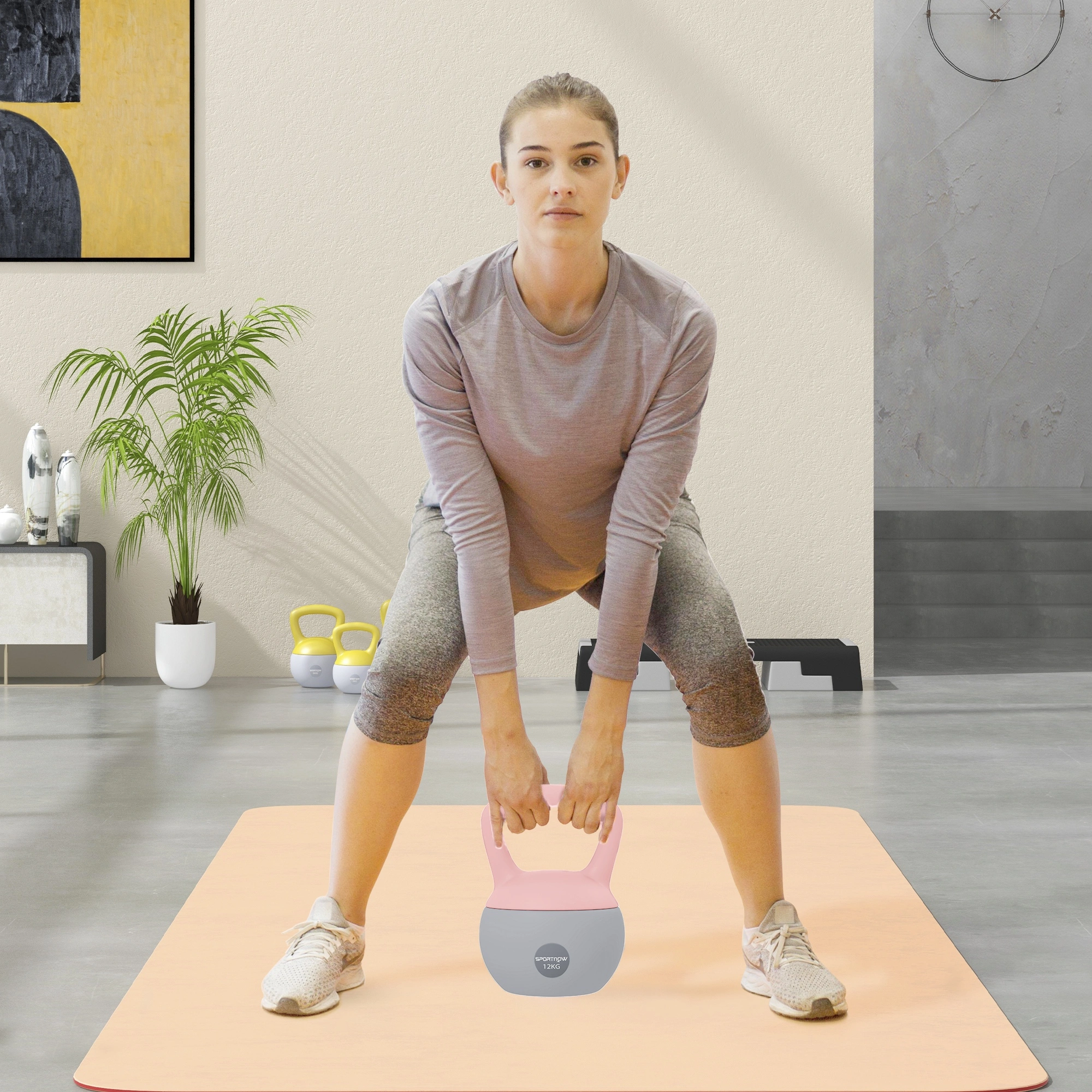 Kettlebell Set 2 Pack 10lb & 15lb Vinyl Coated Weights for Full Body Workout - Gray view 4