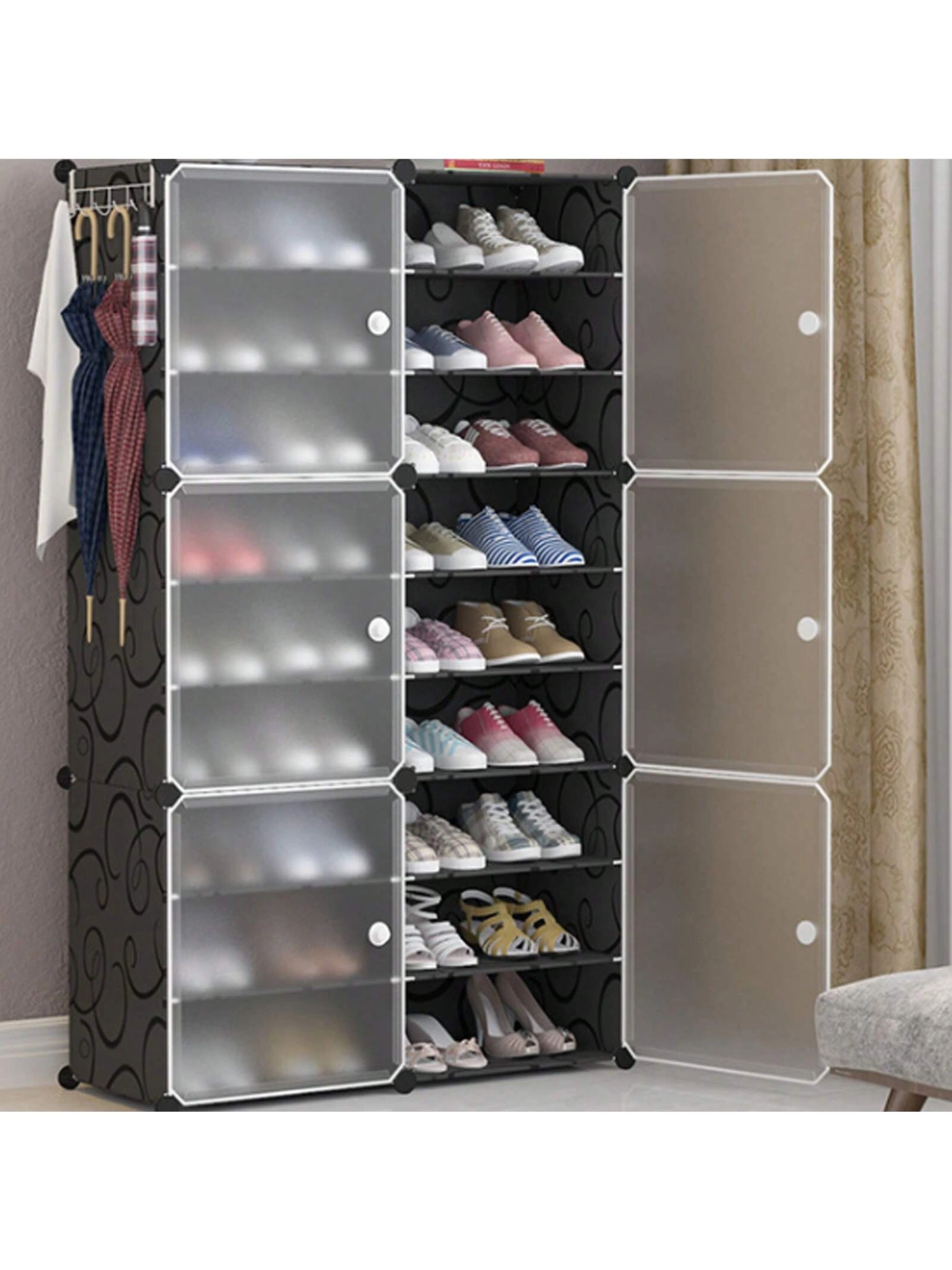 Tall Shoe Rack 5-Tier Vertical Shoe Organizer Cabinet Large Capacity Multifunction Entryway Storage
