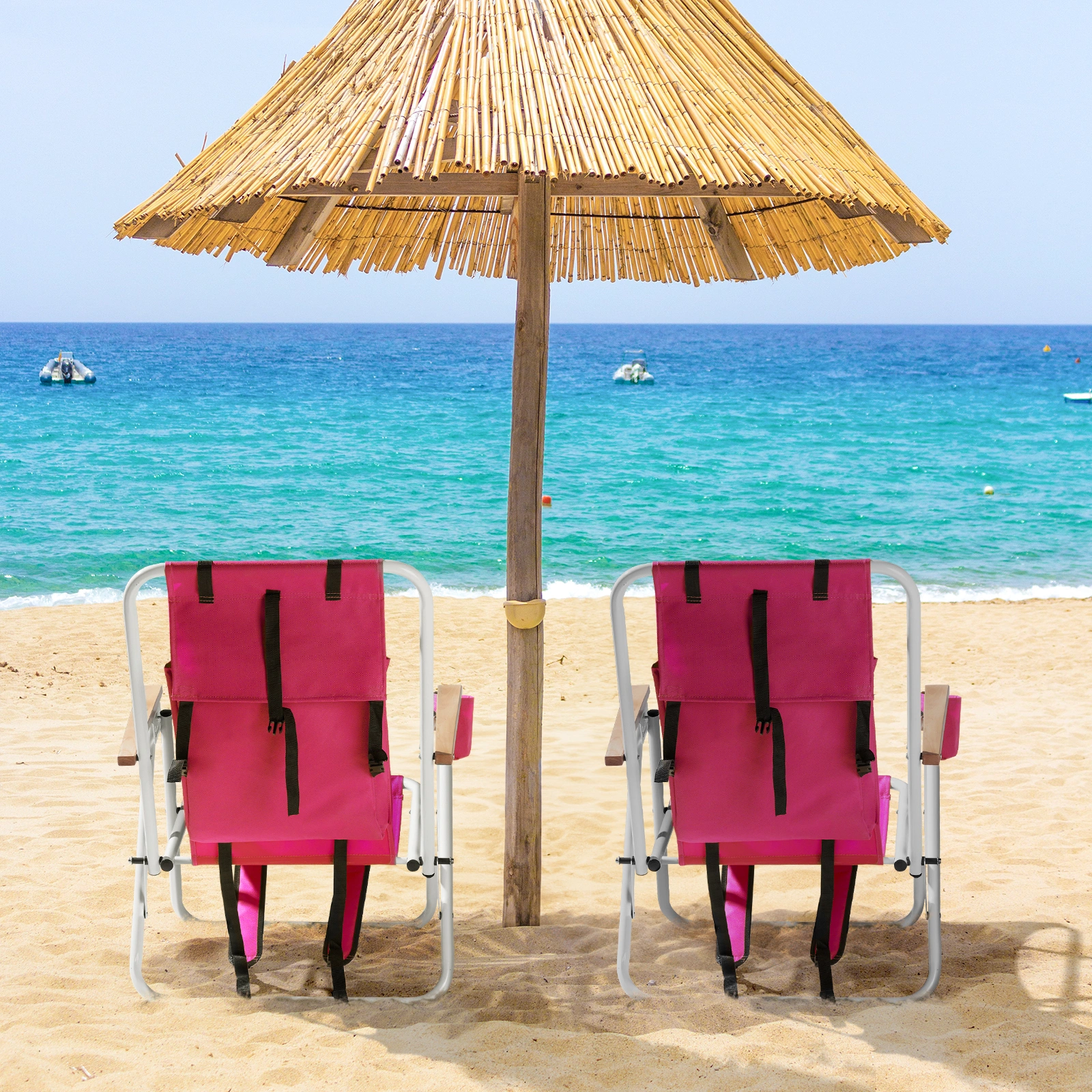2 PCS Barbie Pink Folding Beach Chairs, 7.9 Inch Seat Height, 17.7 Inch Wide, 17.3 Inch Deep, Steel Tube Frame with Oxford Fabric, 120kg Load Capacity view 15