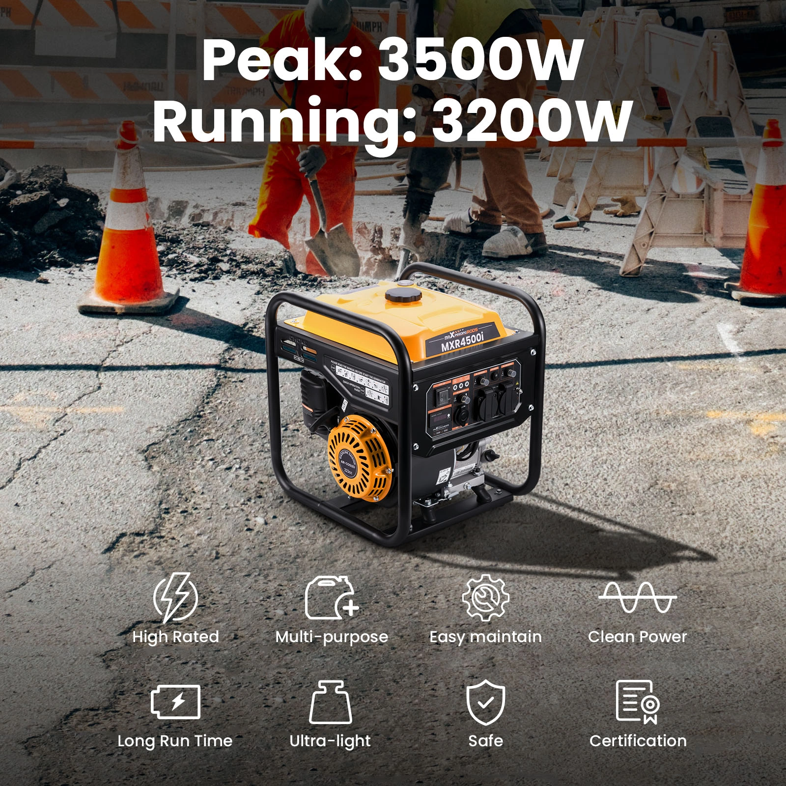 3500W Petrol Inverter Generator 4-Stroke Lightweight 26KG Portable for Camping Outdoor view 2
