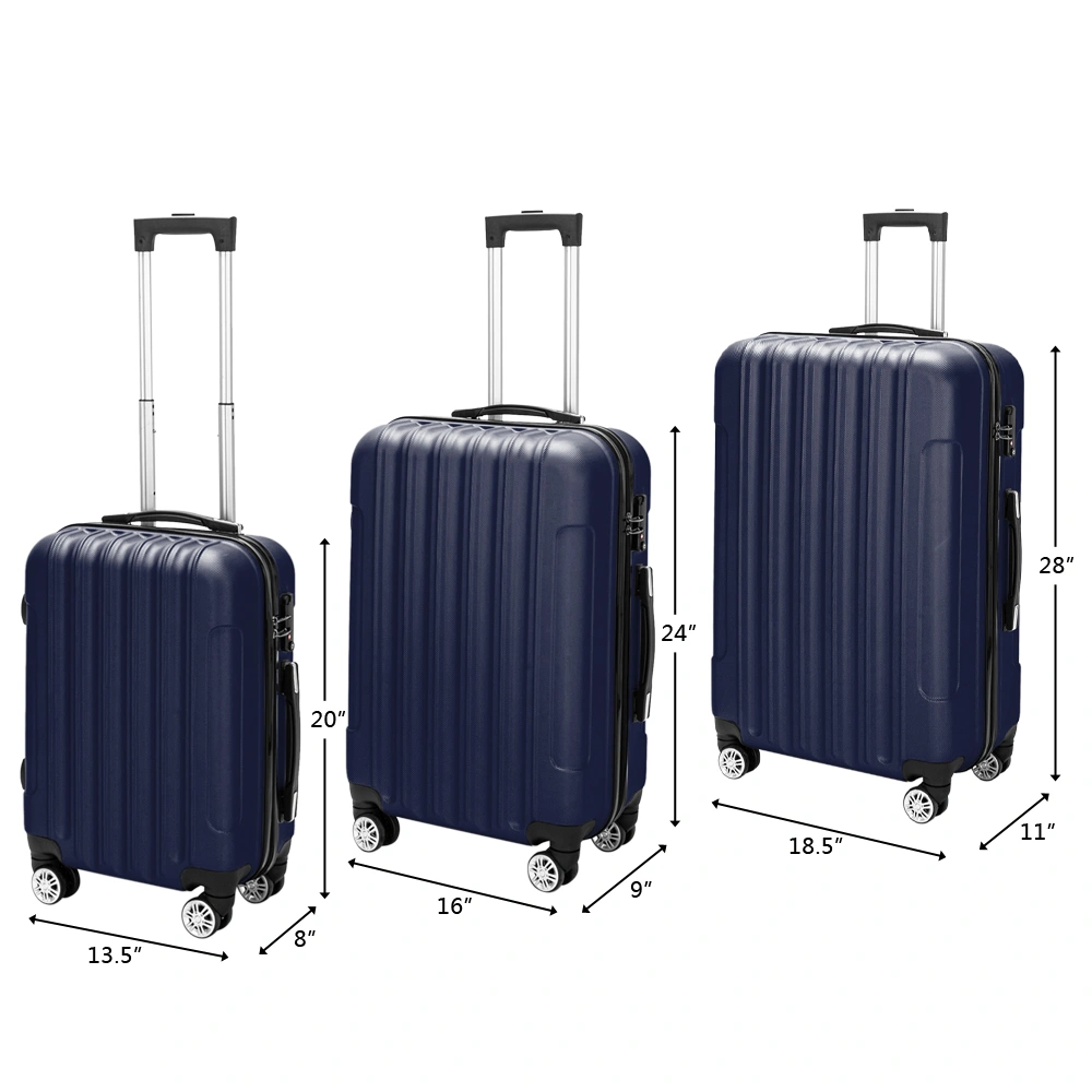 3-in-1 Multifunctional Large Capacity Traveling Storage Suitcase Luggage Set Navy Blue view 9