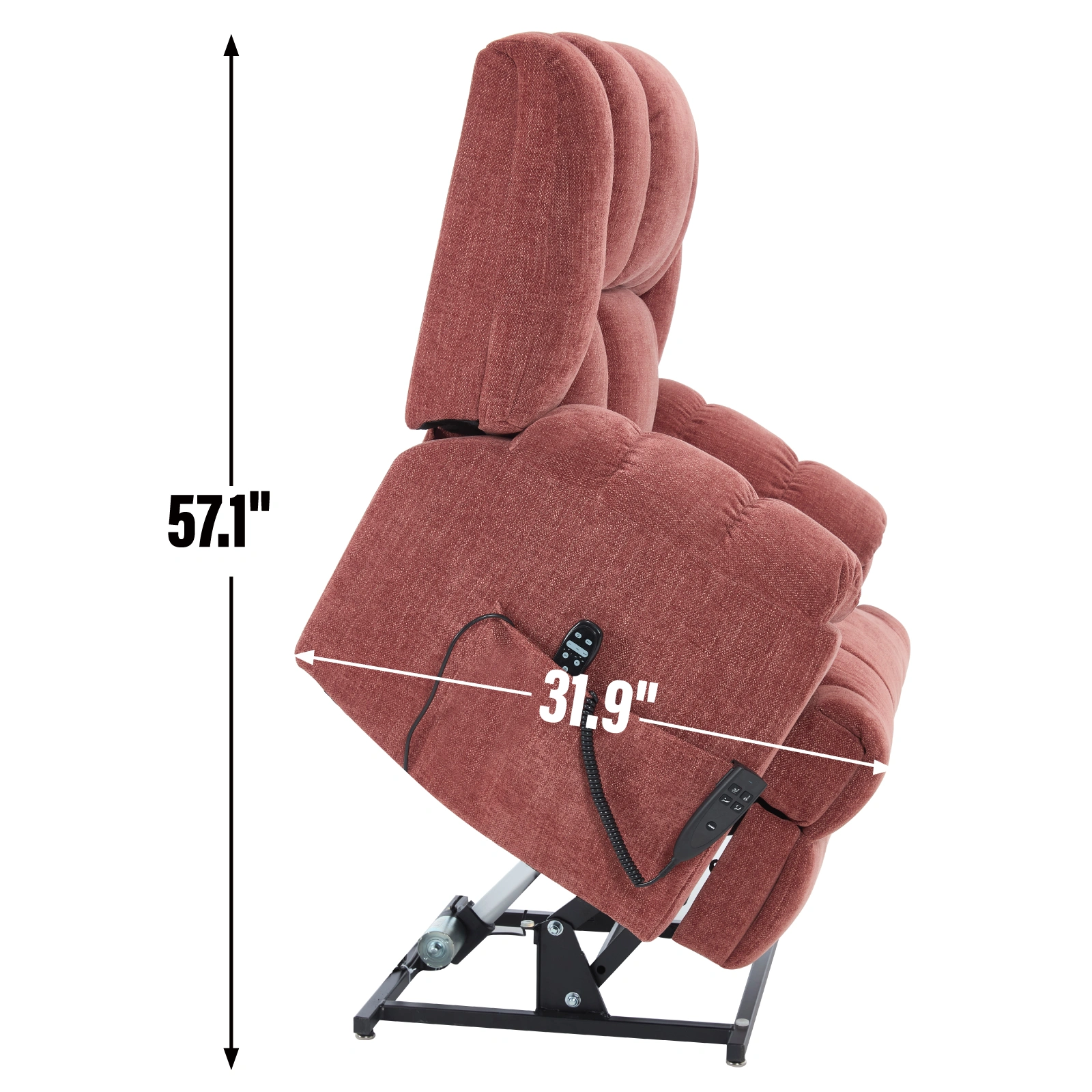 Dual Motor Heat Massage Recliner Chair - Electric Power Lift Recliner with Remote, Infinite Position Up to 350 LBS, Medium-Firm Heavy Duty, Red view 2