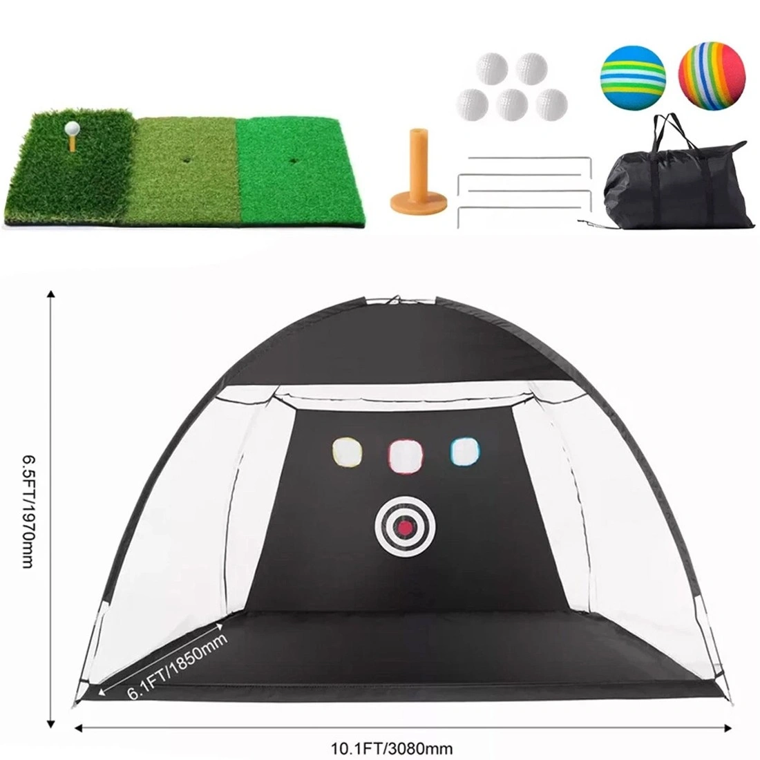 10x7ft Golf Practice Net - Hitting Aid for Driving & Chipping Training Indoor Outdoor Golf Swing Trainer view 2