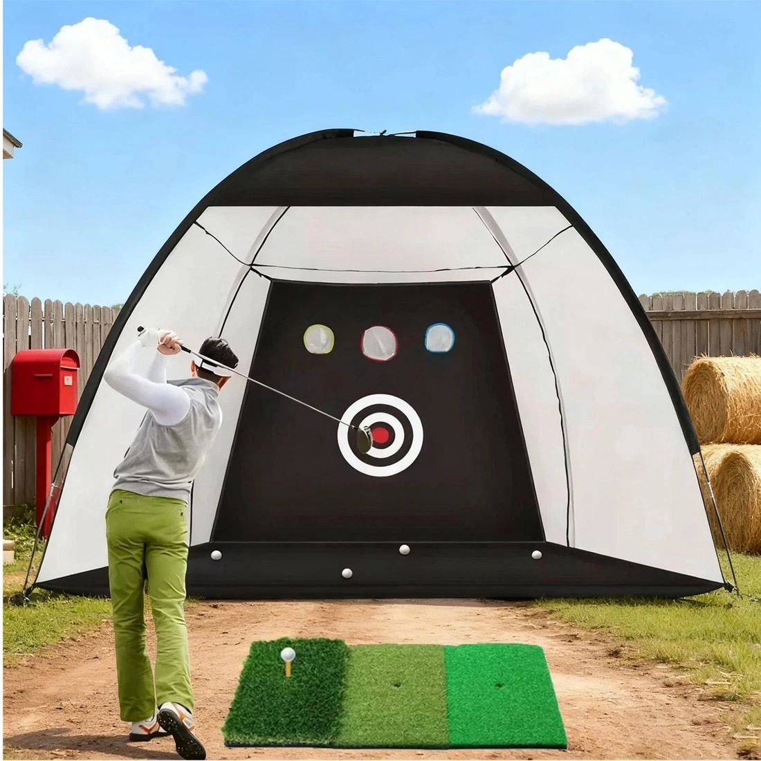 10x7ft Golf Practice Net - Hitting Aid for Driving & Chipping Training Indoor Outdoor Golf Swing Trainer view 3