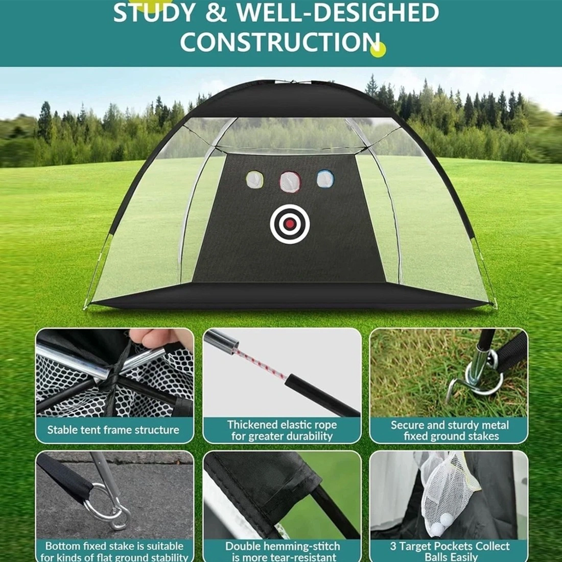 10x7ft Golf Practice Net - Hitting Aid for Driving & Chipping Training Indoor Outdoor Golf Swing Trainer view 5