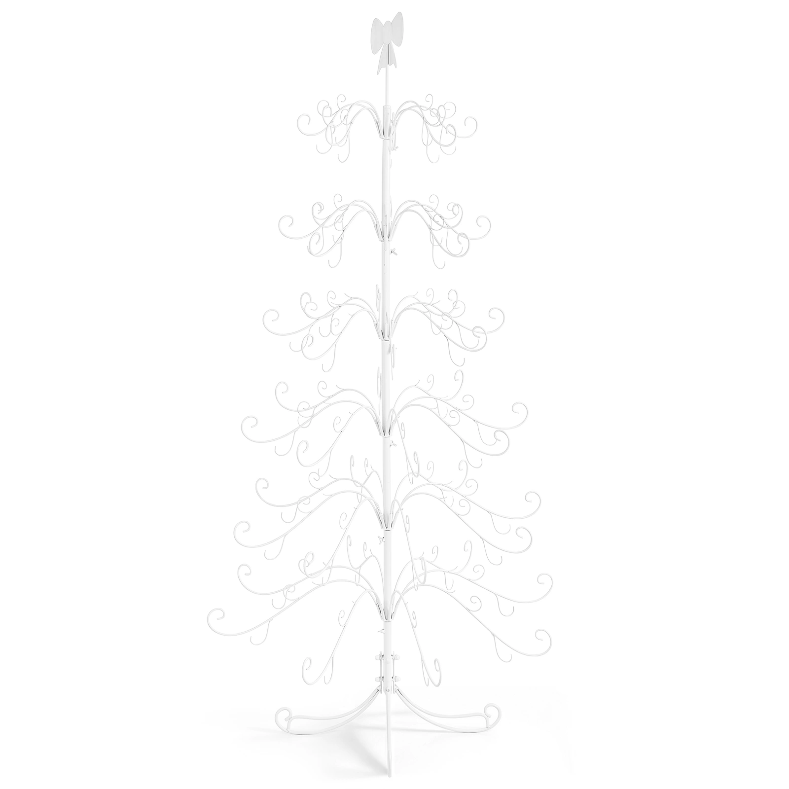 6ft White PVC Metal Artificial Christmas Tree with Bow Topper, No Extra Ornaments, Daily Decor Tree