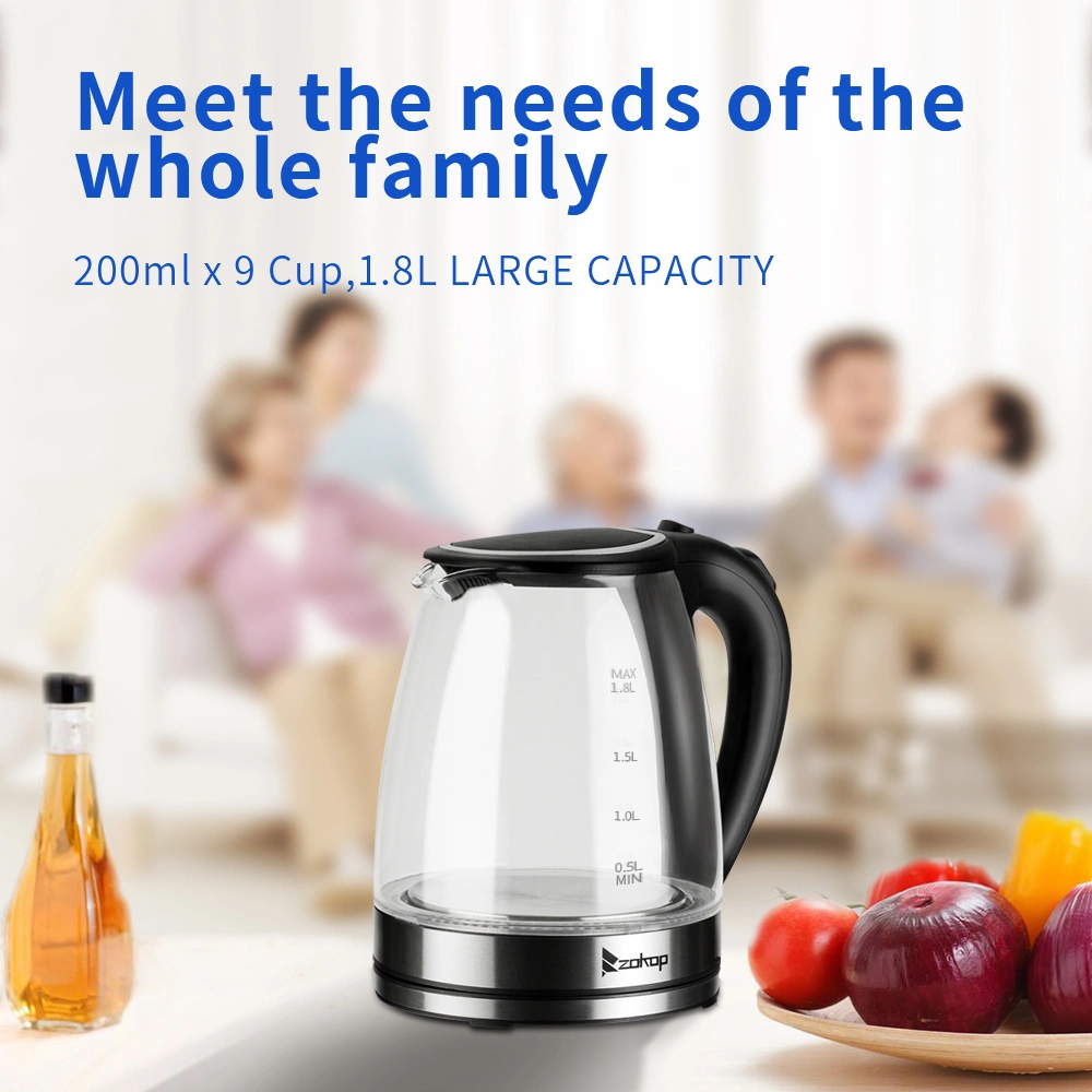 Electric Glass Kettle 1.8L 1200W 110V, HD-1857-A Boiling Water Pot with LED Light, Auto Shut-Off, US Plug view 4