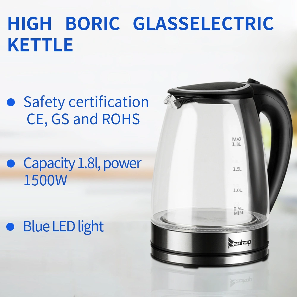 Electric Glass Kettle 1.8L 1200W 110V, HD-1857-A Boiling Water Pot with LED Light, Auto Shut-Off, US Plug view 5