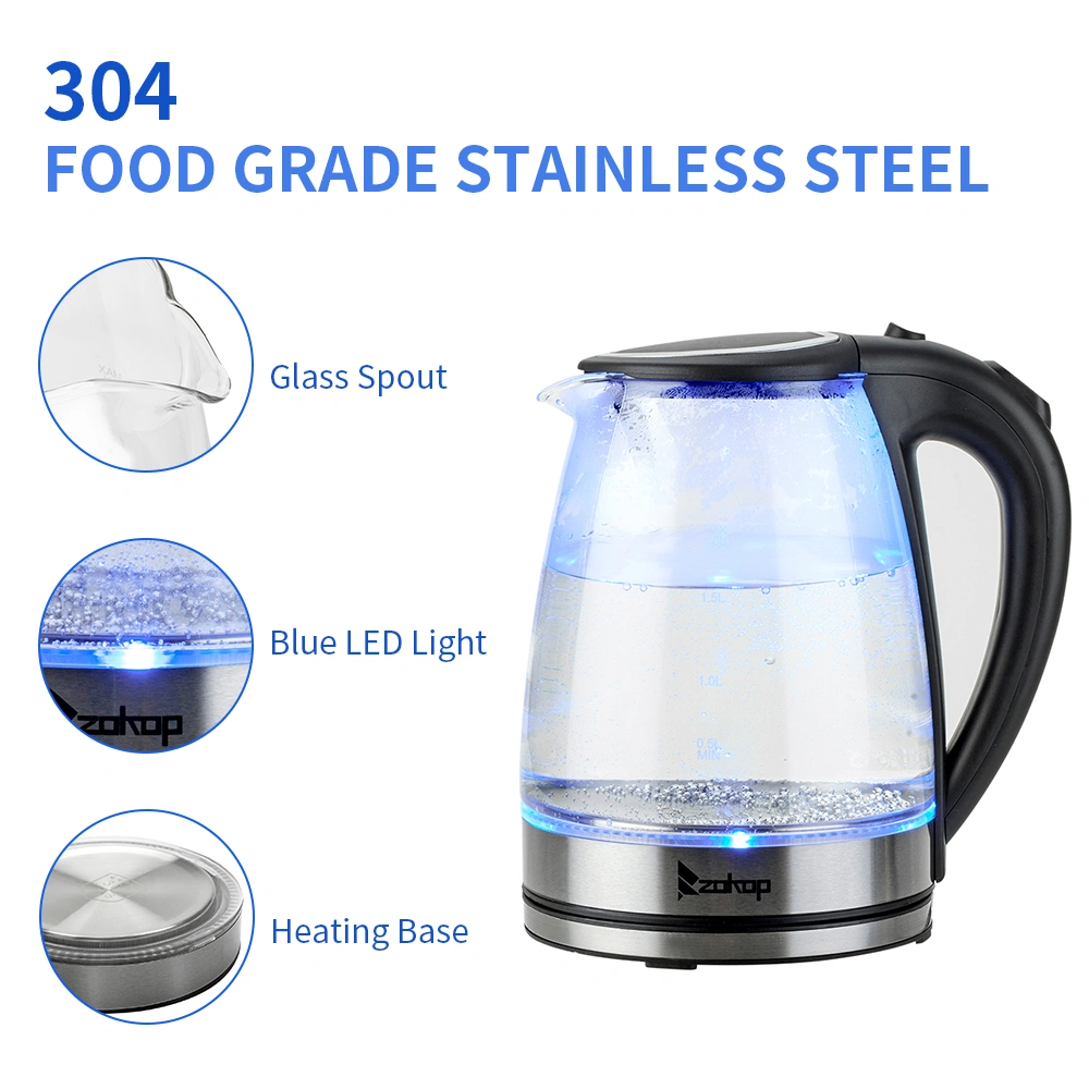 Electric Glass Kettle 1.8L 1200W 110V, HD-1857-A Boiling Water Pot with LED Light, Auto Shut-Off, US Plug view 6