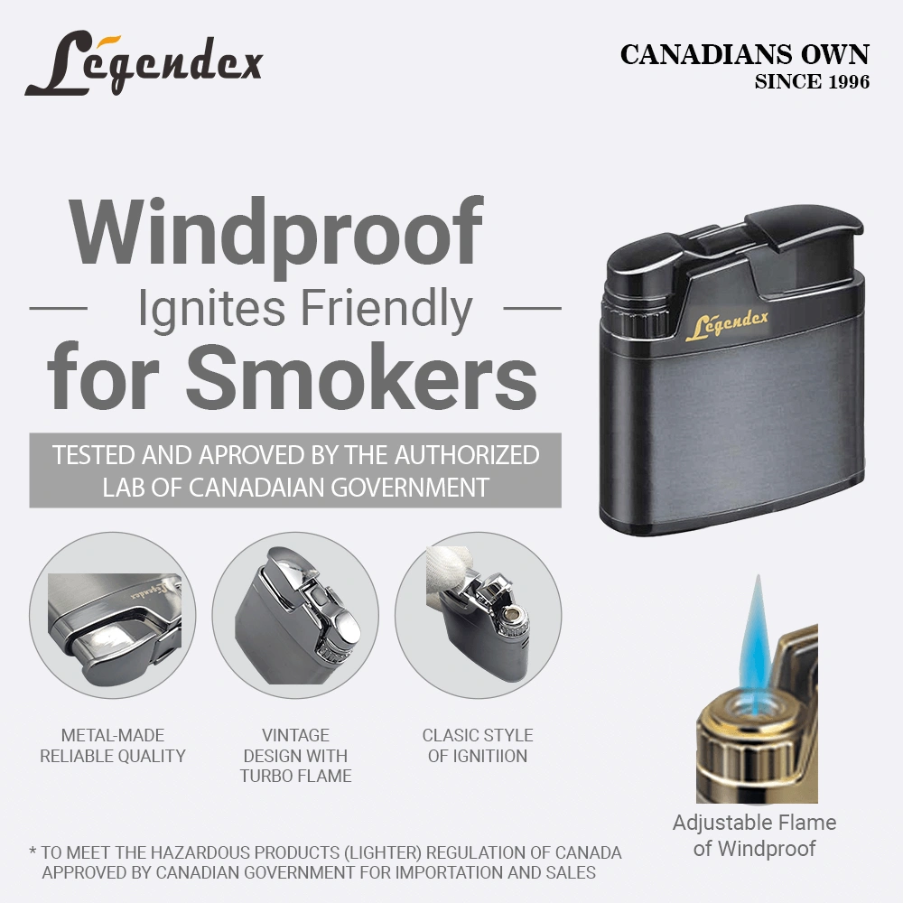 LEGENDEX CLIMBER Windproof Lighter, Antique Shiny Gunmetal Vintage Jet Torch Refillable Adjustable Cigar view 2