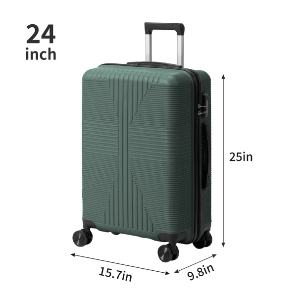 PP Trolley Case 20in 24in 28in 3PCS Suitcase Set Dark Green view 4