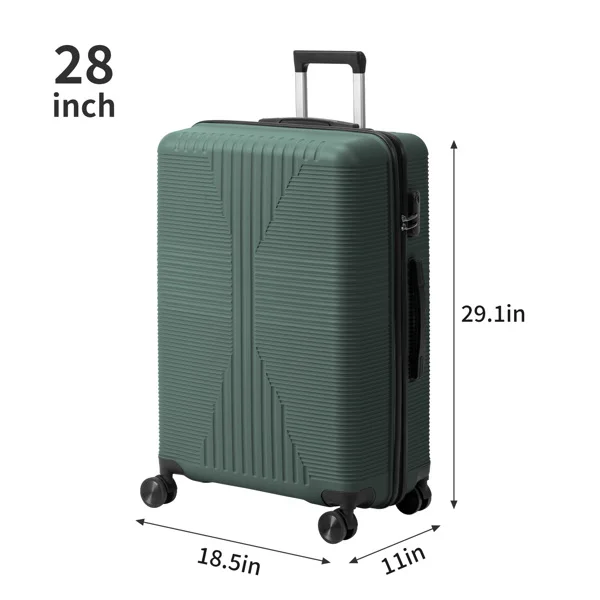 PP Trolley Case 20in 24in 28in 3PCS Suitcase Set Dark Green view 5