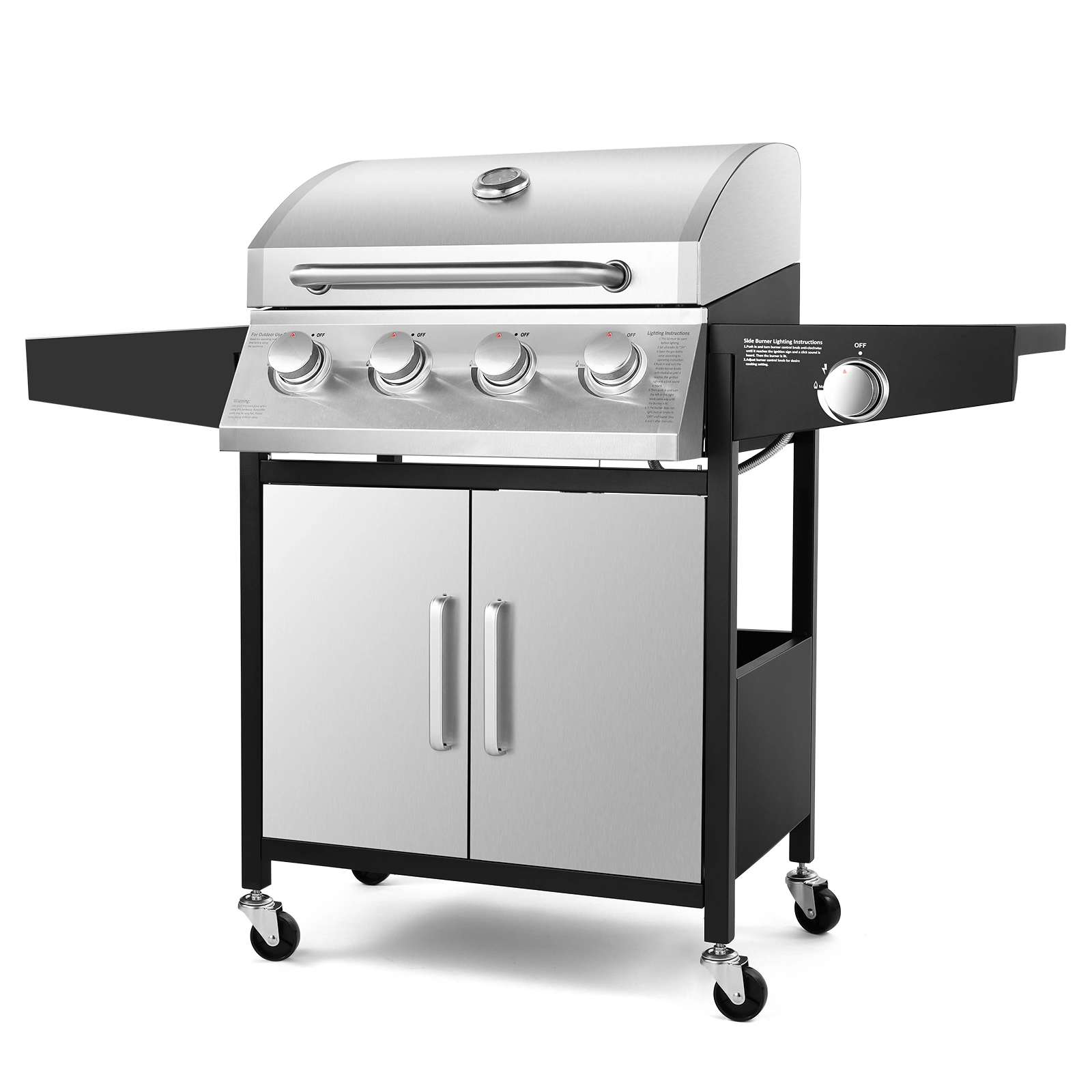 Stainless Steel BBQ Grill Outdoor Charcoal Smoker with Lid view 3