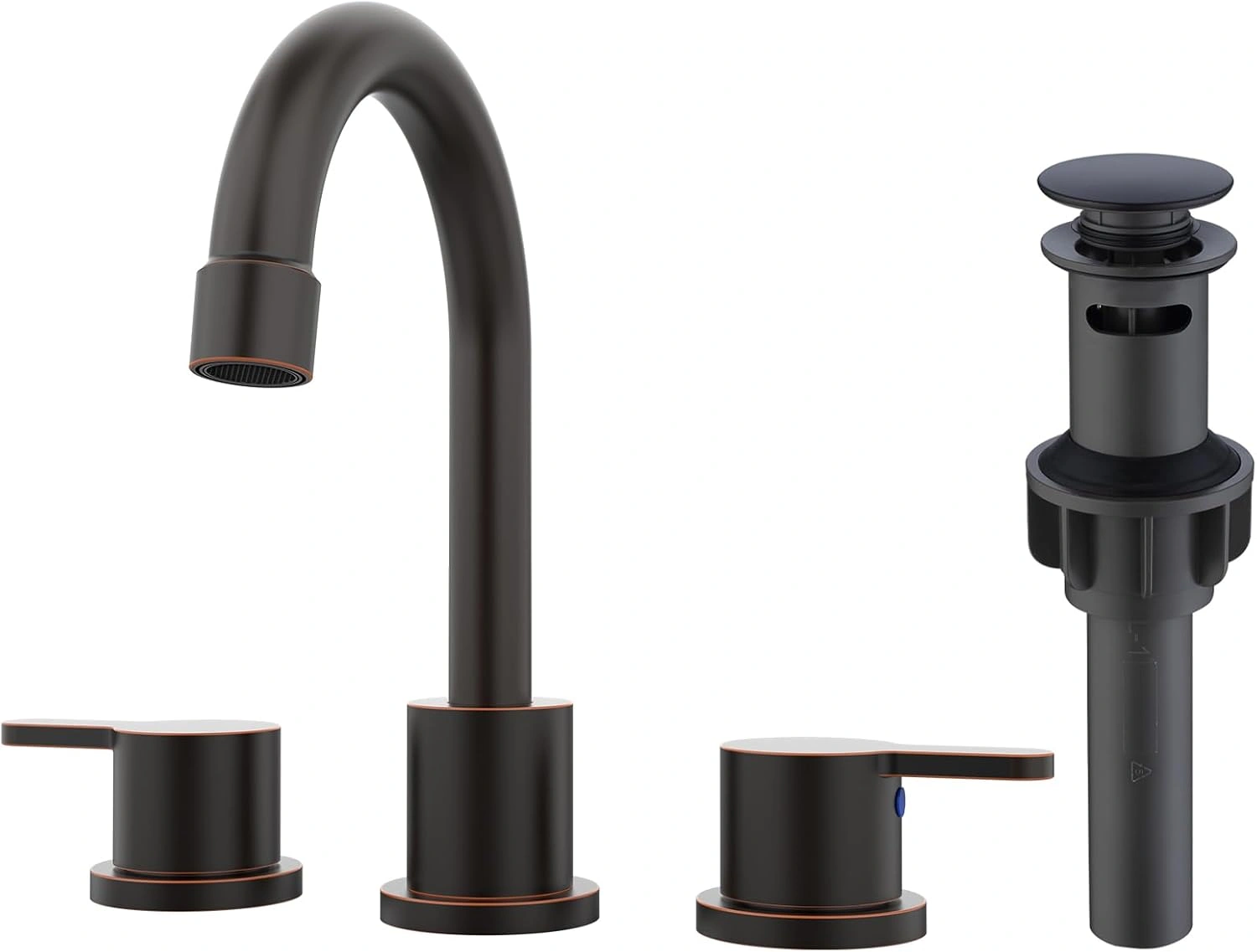 Widespread Bathroom Sink Faucet Oil Rubbed Bronze 2 Handle 8 inch 3 Hole 360°Swivel Spout Vanity Sink with Pop Up Drain Assembly[Unable ship on weekends, TK/TEMU only for pickup, only TX10643 warehouse supports GOFO]