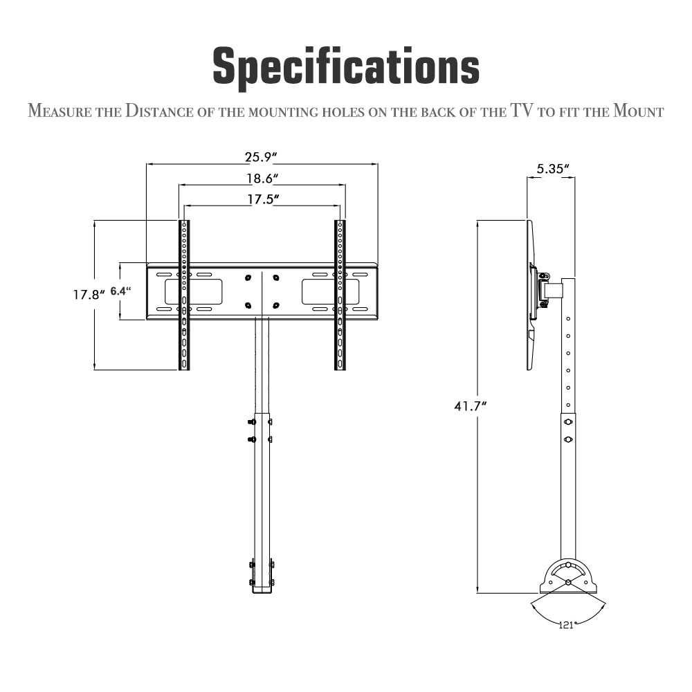 TMC-7006 Ceiling Mount TV Wall Bracket Roof Rack Pole Retractable For 32"-70" Flat Screen view 15