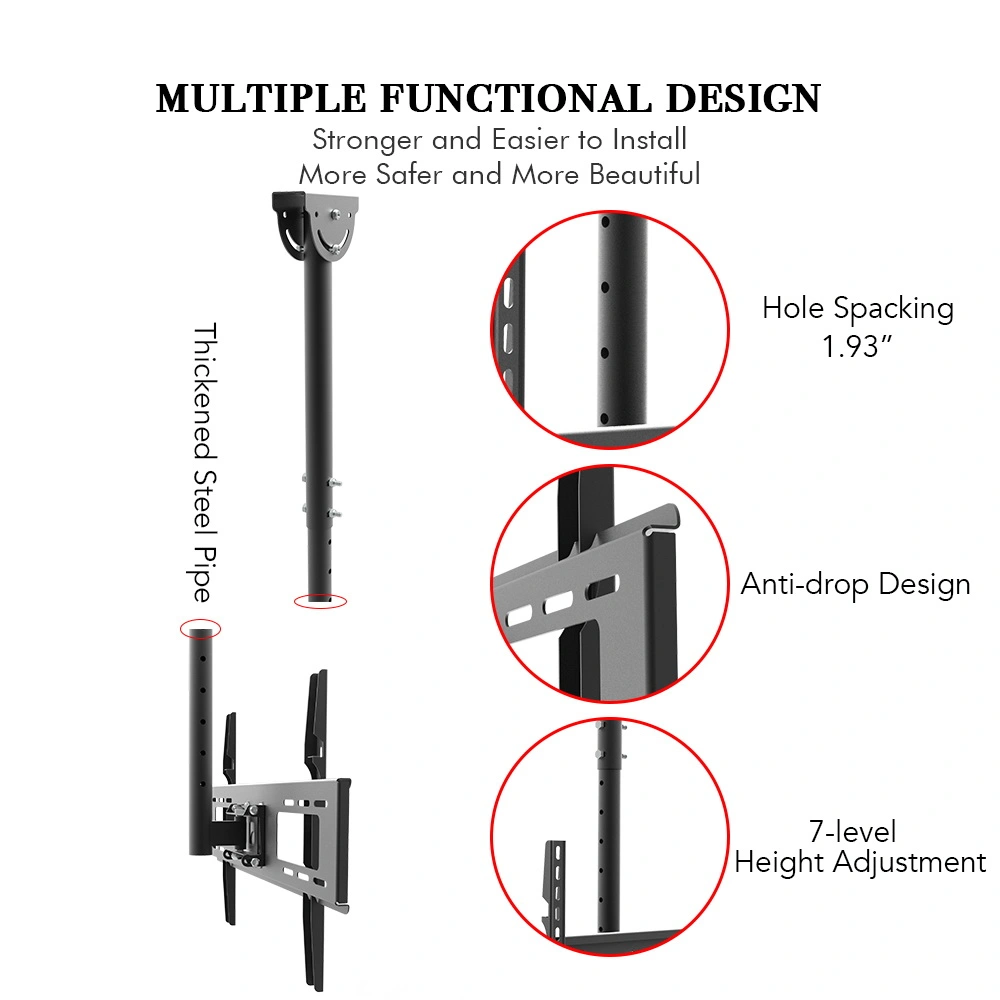 TMC-7006 Ceiling Mount TV Wall Bracket Roof Rack Pole Retractable For 32"-70" Flat Screen view 8
