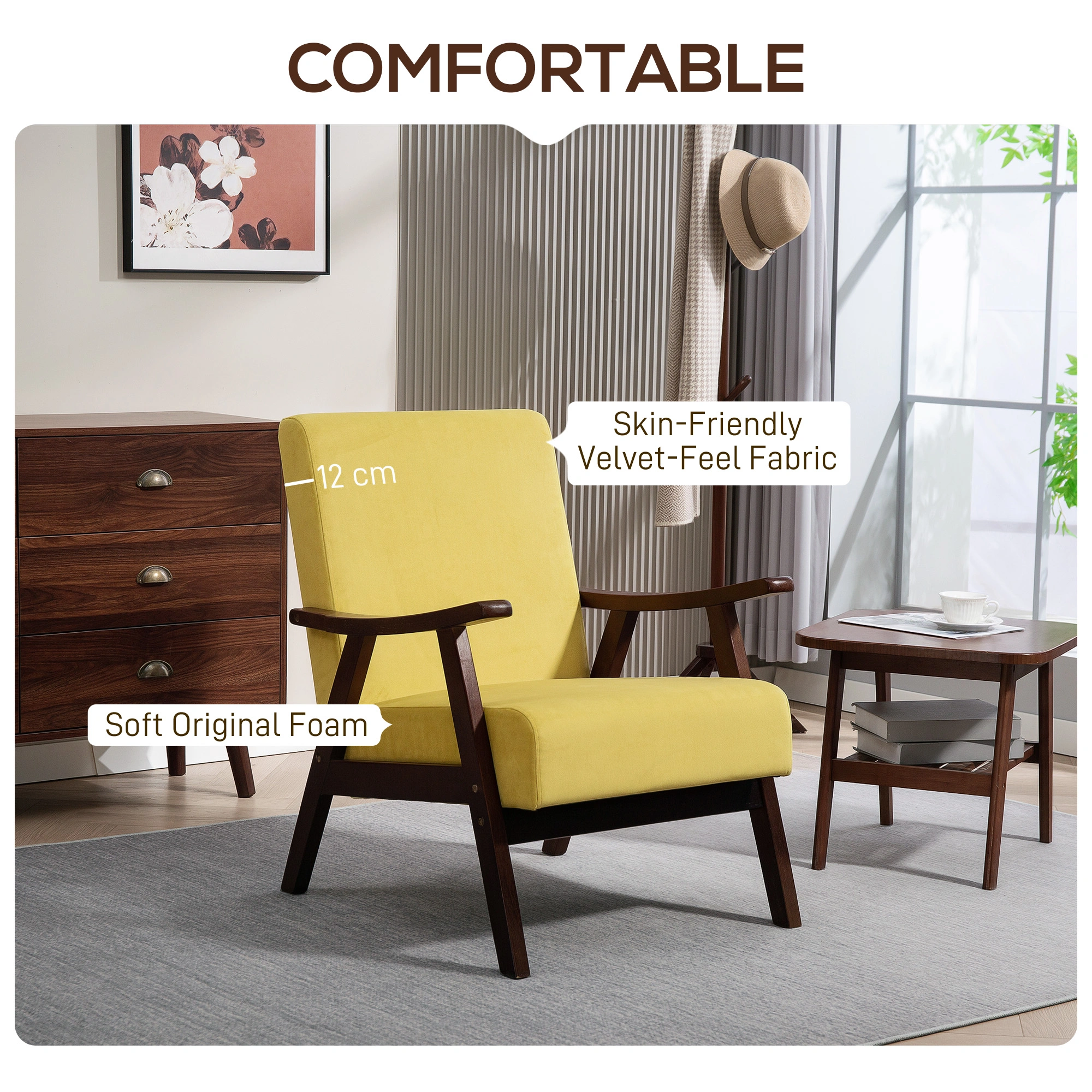 Compact Sofa Chair with Cushion, Foldable Armchair for Small Spaces, Reading Nook Seating view 2