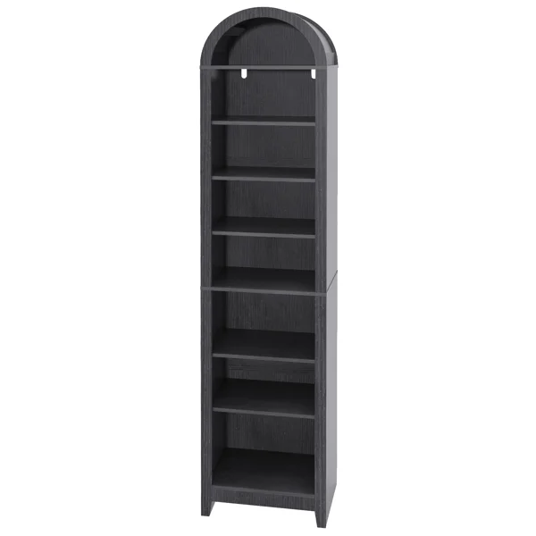 8-Tier Arched Dome Display Rack Particleboard Melamine-Faced Bookshelf 15.75*11.81*70in Black view 4