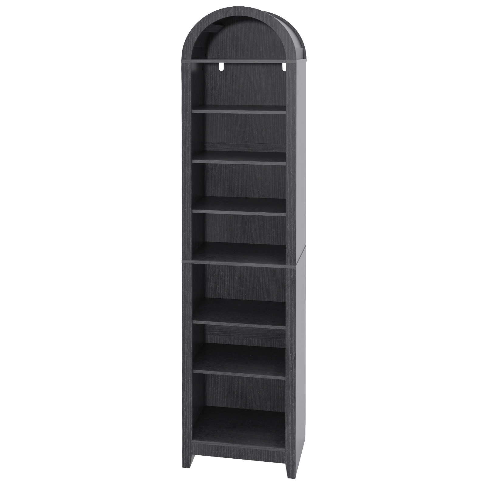 8-Tier Arched Dome Display Rack Particleboard Melamine-Faced Bookshelf 15.75*11.81*70in Black view 4