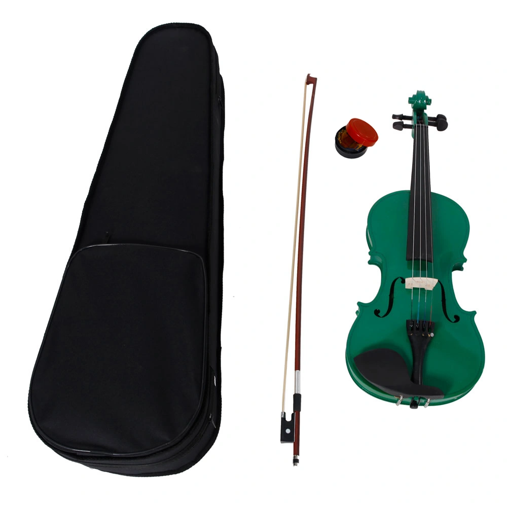 4/4 Size Acoustic Violin Case Bundle with Bow & Rosin, Green Hard Shell Travel Violin Case view 2