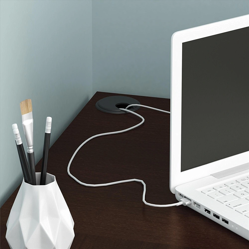 L-Shaped Wood Computer Desk with Two-Layer Bookshelves, Right-Angle Corner Office Desk for Home Workspace view 2