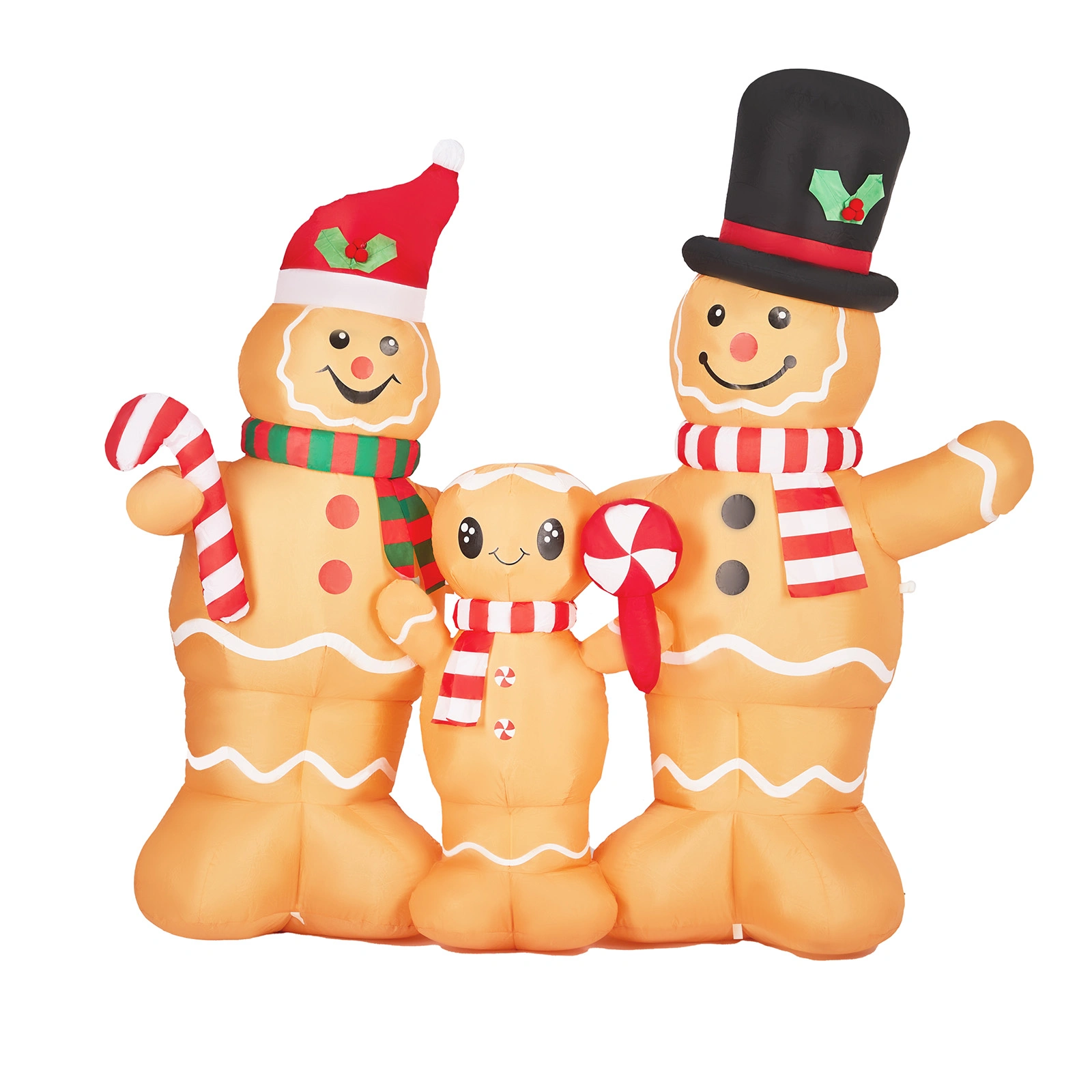 9M LED Lighted Inflatable Gingerbread Man Family Christmas Yard Decoration, Blow Up Holiday Lawn Decor for Front Yard, Party, Garden