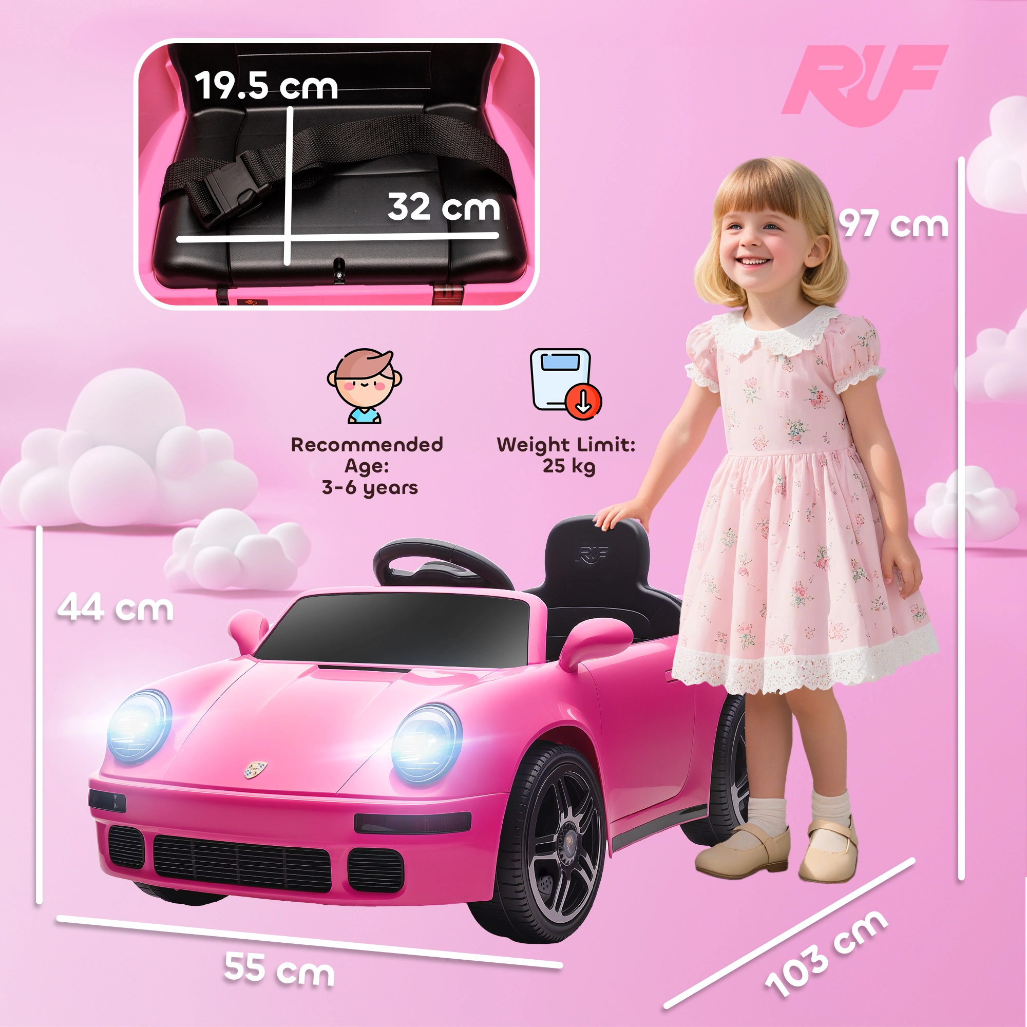 Kids Electric Truck Car Ride-On Vehicle with Remote, 12V Battery, Rechargeable, LED Lights, Music view 5