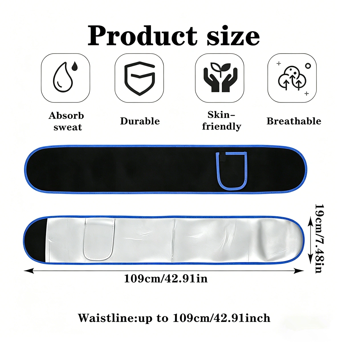 Waist Trainer Belt Body Shaper Weight Loss Girdle w/ Phone Pocket Blue Black Silver US Logistics USPS.TK/TMEU Self-pickup view 3