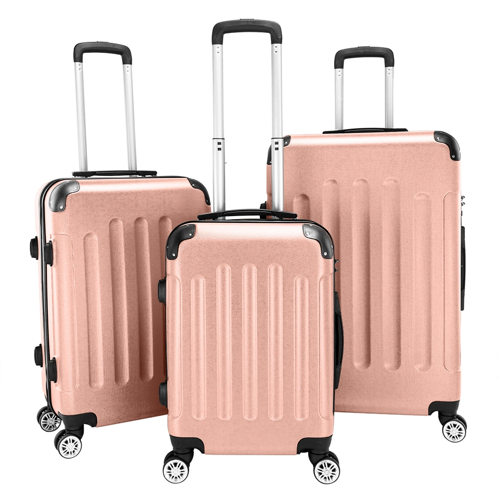 3-in-1 Expandable ABS Luggage Set with Wheels 20" 24" 28" Rose Gold Portable Trolley Case view 2
