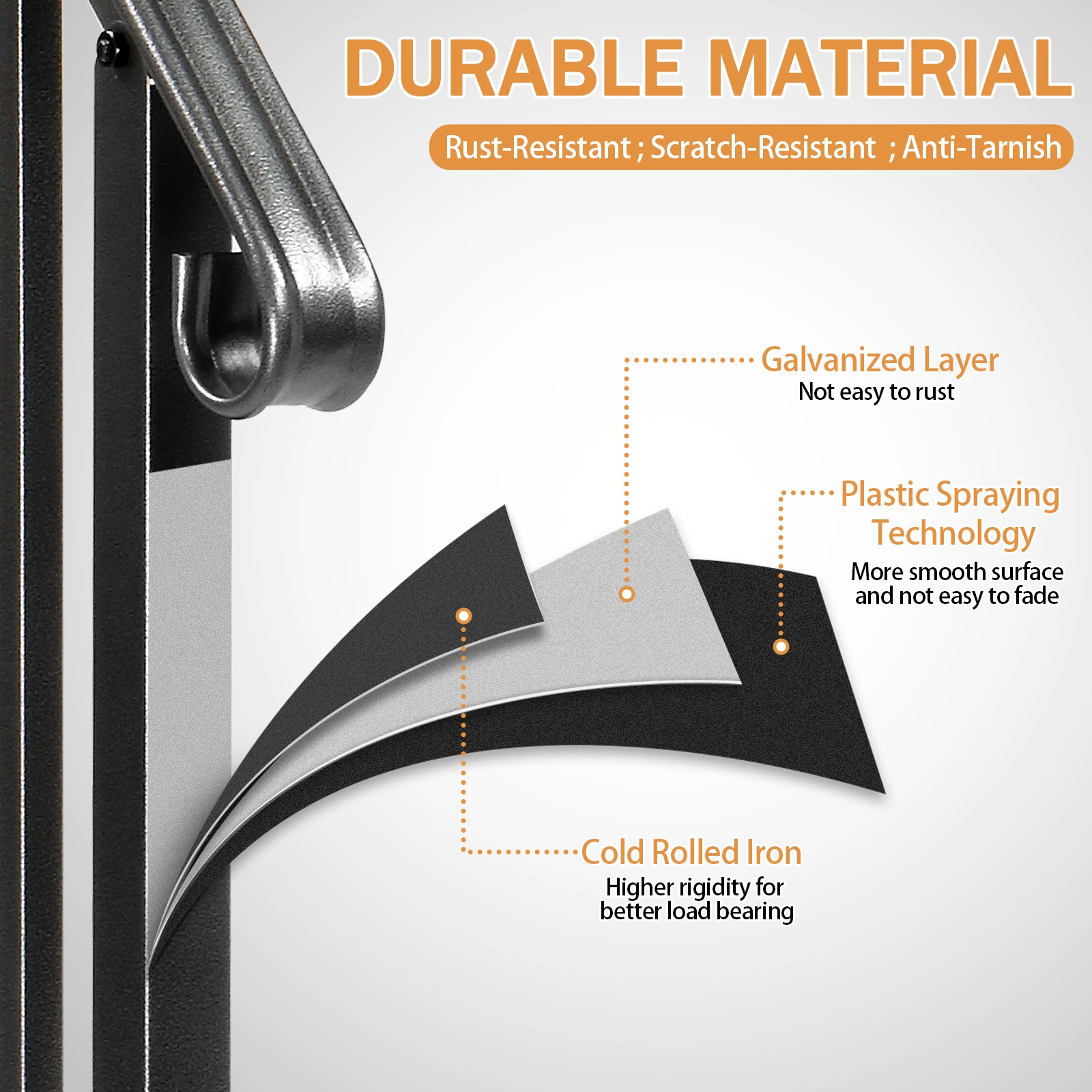Matte Black Outdoor 2-Step Iron Handrail view 7
