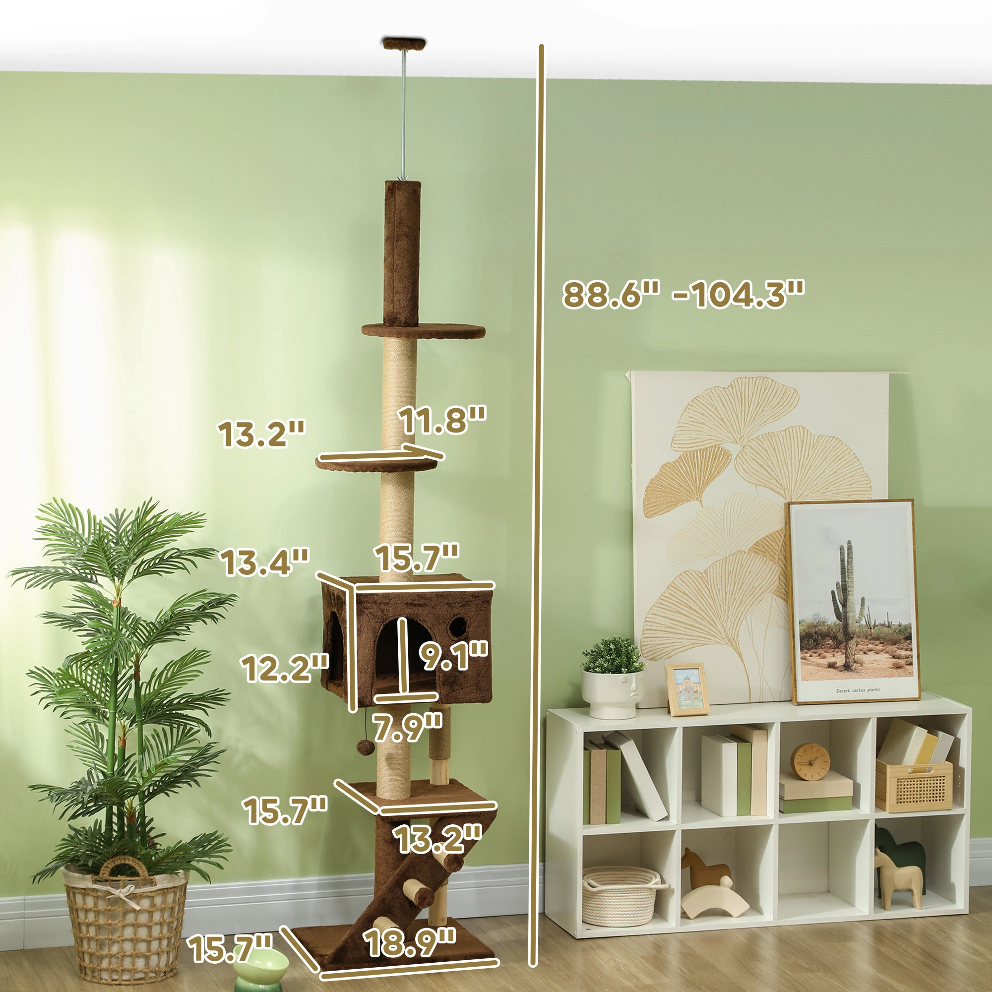 Multi-Level Cat Tree Tower Condo with Sisal Scratching Post & Cozy Bed House view 2