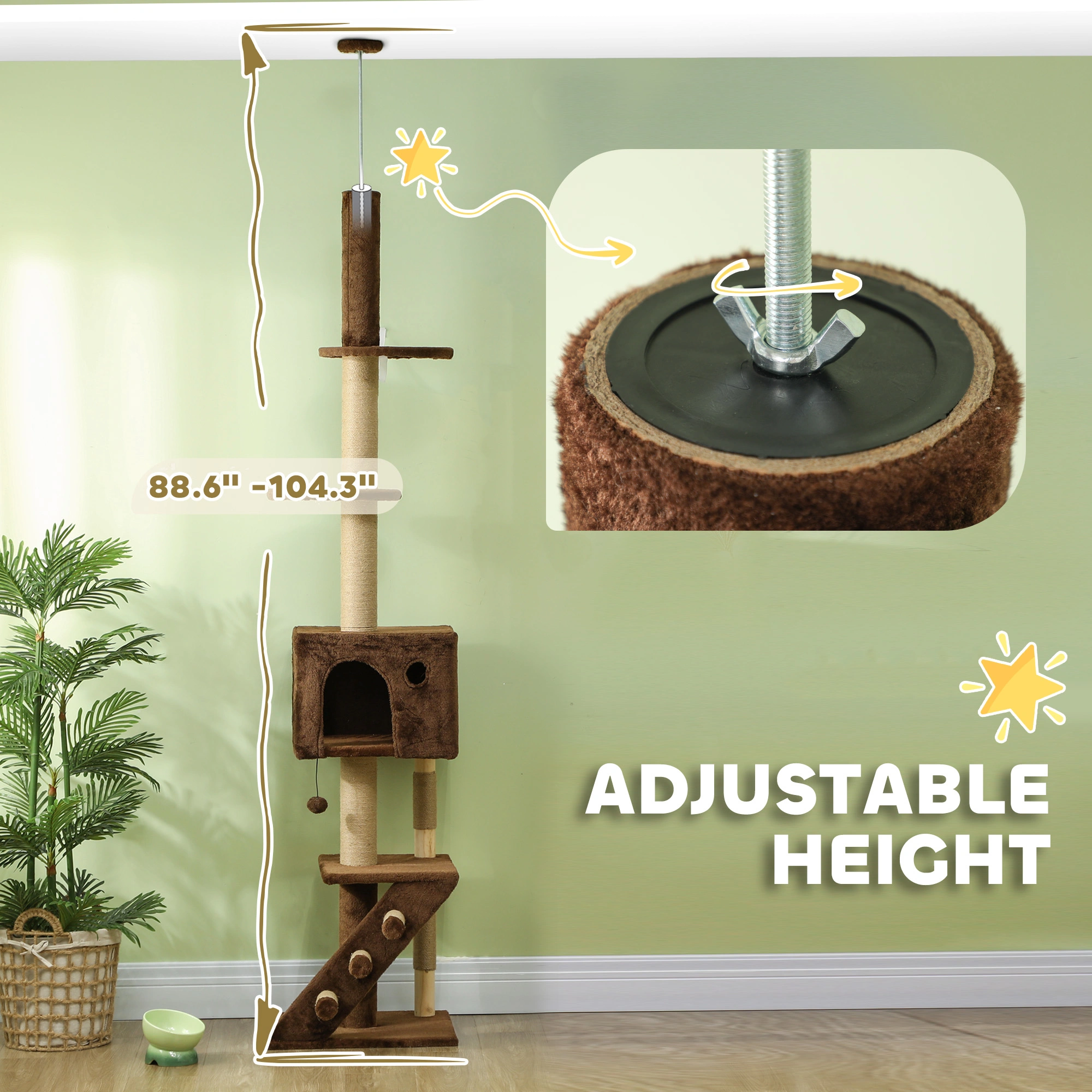 Multi-Level Cat Tree Tower Condo with Sisal Scratching Post & Cozy Bed House view 3