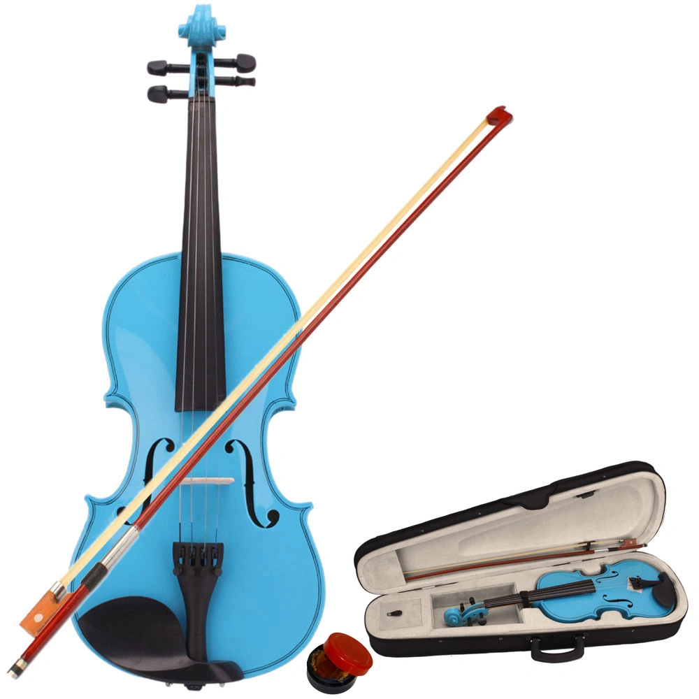 4/4 Acoustic Violin Case Sky Blue, Complete Set with Bow and Rosin, Hard Shell Travel Violin Gig Bag