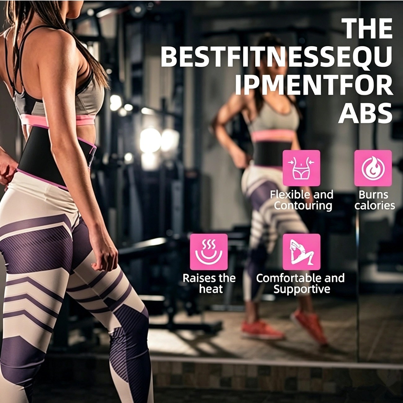 Waist Trimmer Belt Blue Black Sport Workout Shaper Burner Slimming W/ Phone Pocket Neoprene Belt view 2