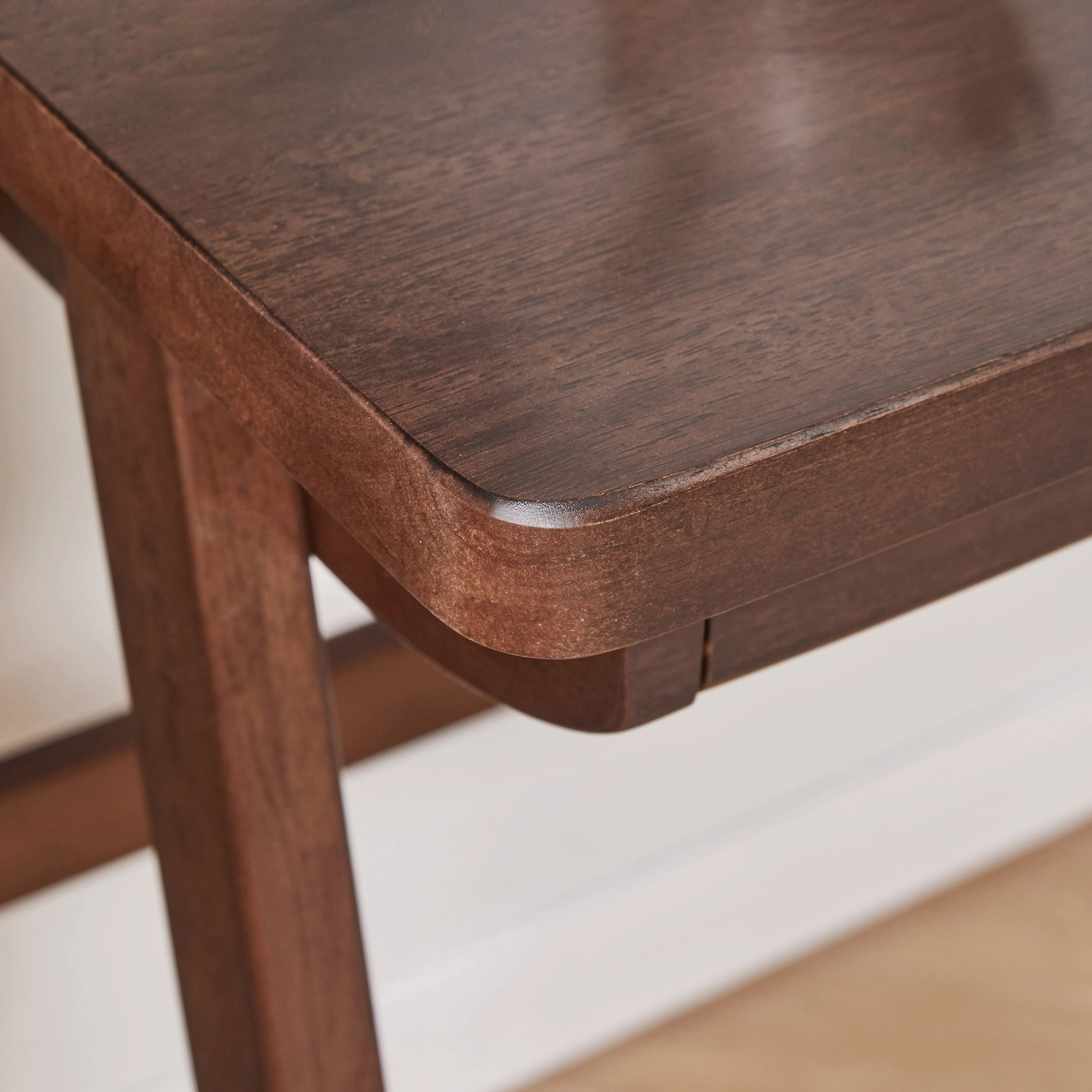 100% Solid Rubber Wood Computer Desk, Retro Walnut Writing Desk with Drawer, Sturdy A-Frame Leg, 39.37"×21.65", 0.71" Standard Thick Home Office Study Table view 12