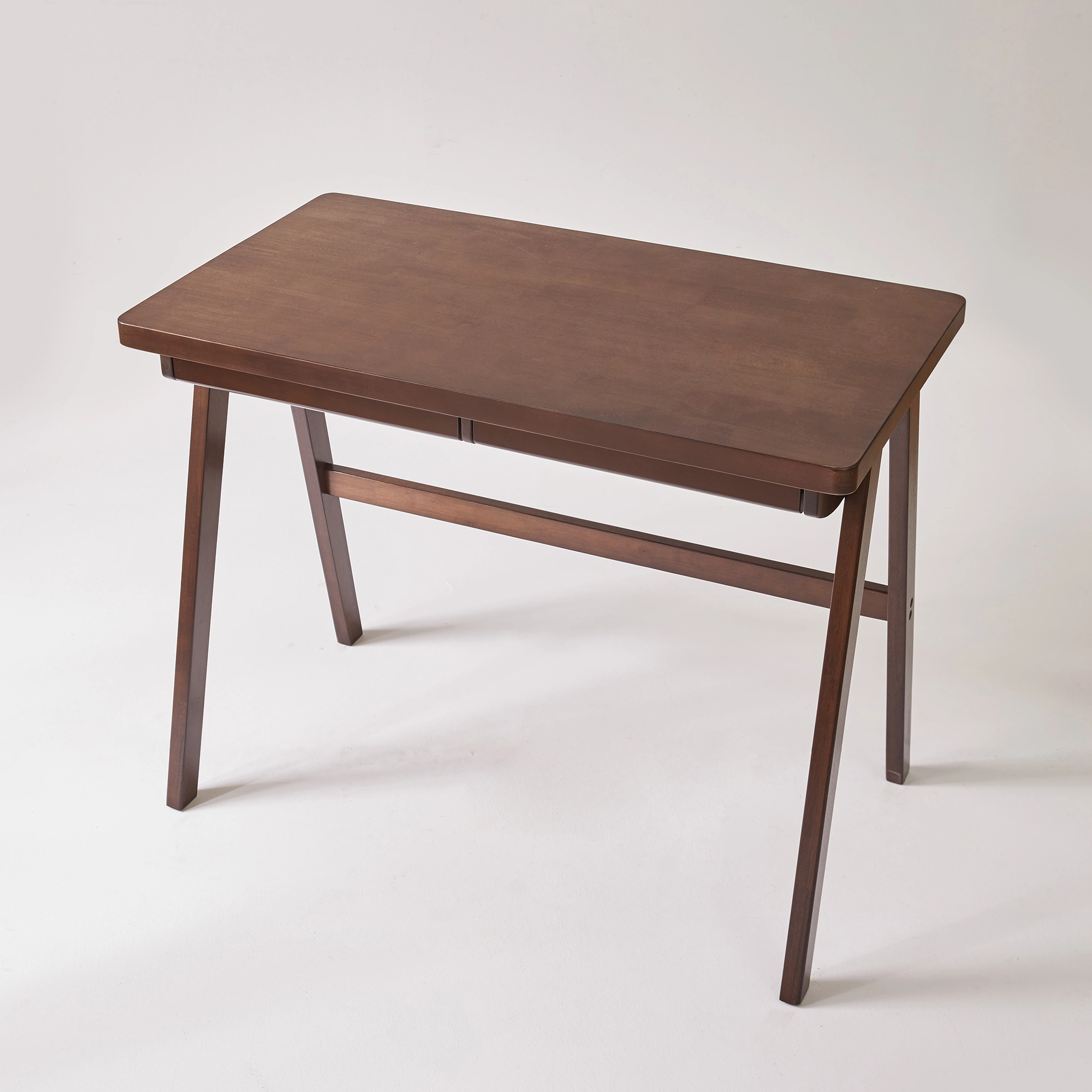 100% Solid Rubber Wood Computer Desk, Retro Walnut Writing Desk with Drawer, Sturdy A-Frame Leg, 39.37"×21.65", 0.71" Standard Thick Home Office Study Table view 3