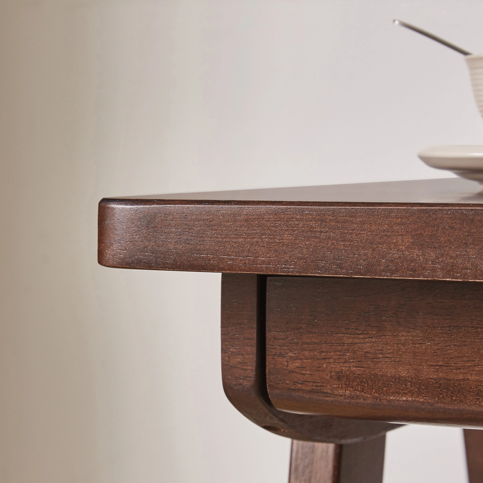 100% Solid Rubber Wood Computer Desk, Retro Walnut Writing Desk with Drawer, Sturdy A-Frame Leg, 39.37"×21.65", 0.71" Standard Thick Home Office Study Table view 7