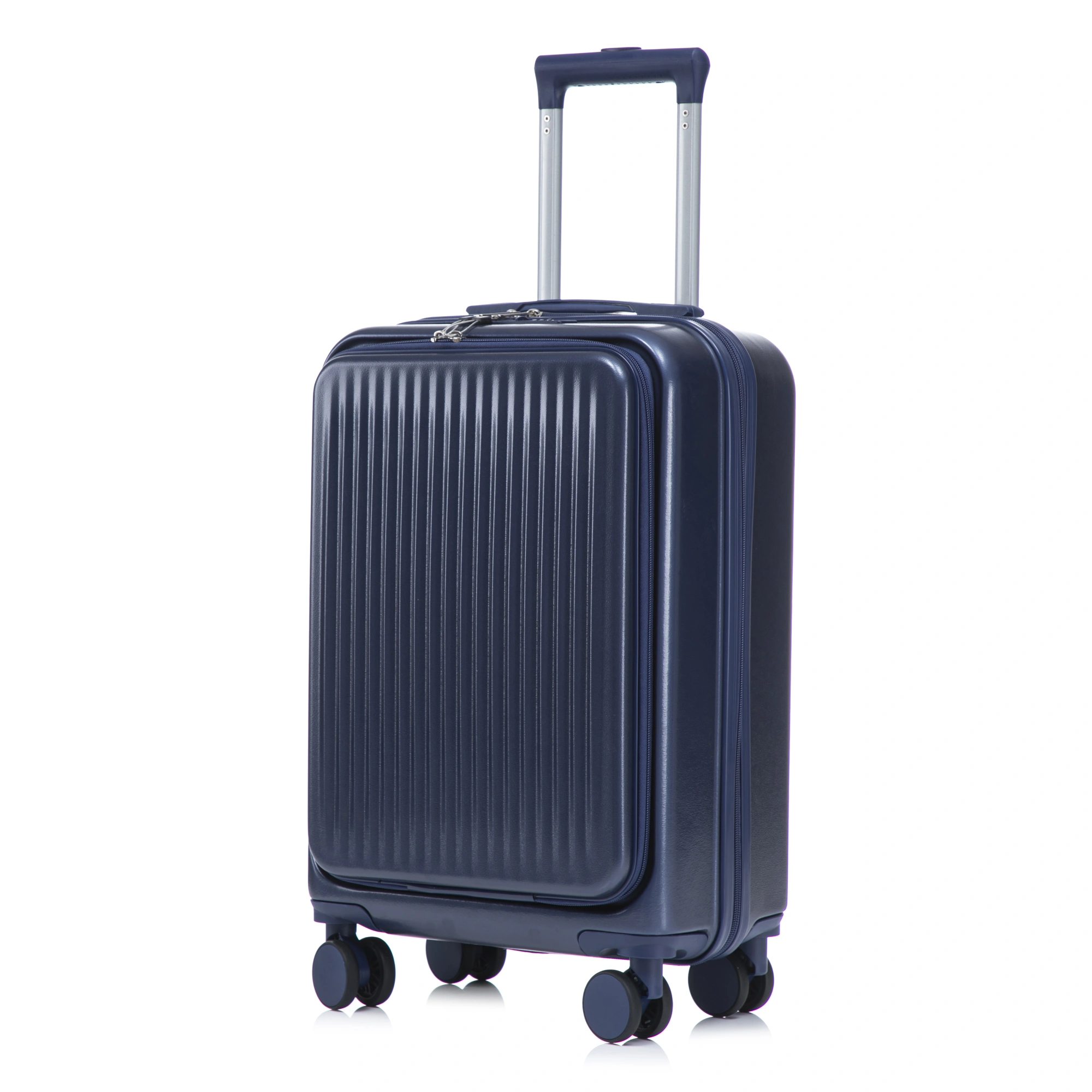 2 Piece ABS Spinner Luggage Set 14" Cosmetic Case & 20" Carry-On, Combo Lock, Front Opening Design, Navy view 10