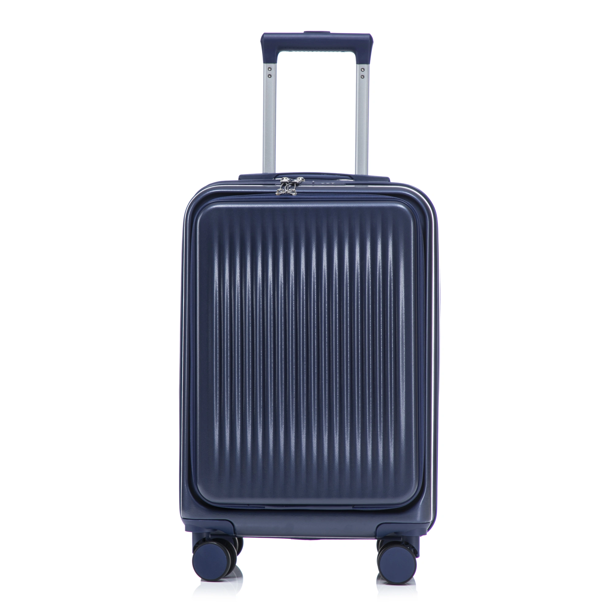 2 Piece ABS Spinner Luggage Set 14" Cosmetic Case & 20" Carry-On, Combo Lock, Front Opening Design, Navy view 14