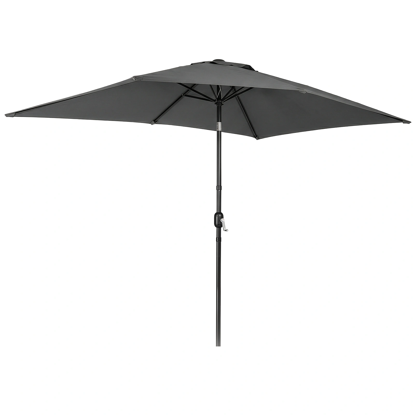 10 x 6.5 FT Square Patio Umbrella, Tilting Outdoor Sun Shade Umbrella with 6 Iron Ribs & Iron Pole, Polyester Fabric Outdoor Market Umbrella Gray view 2