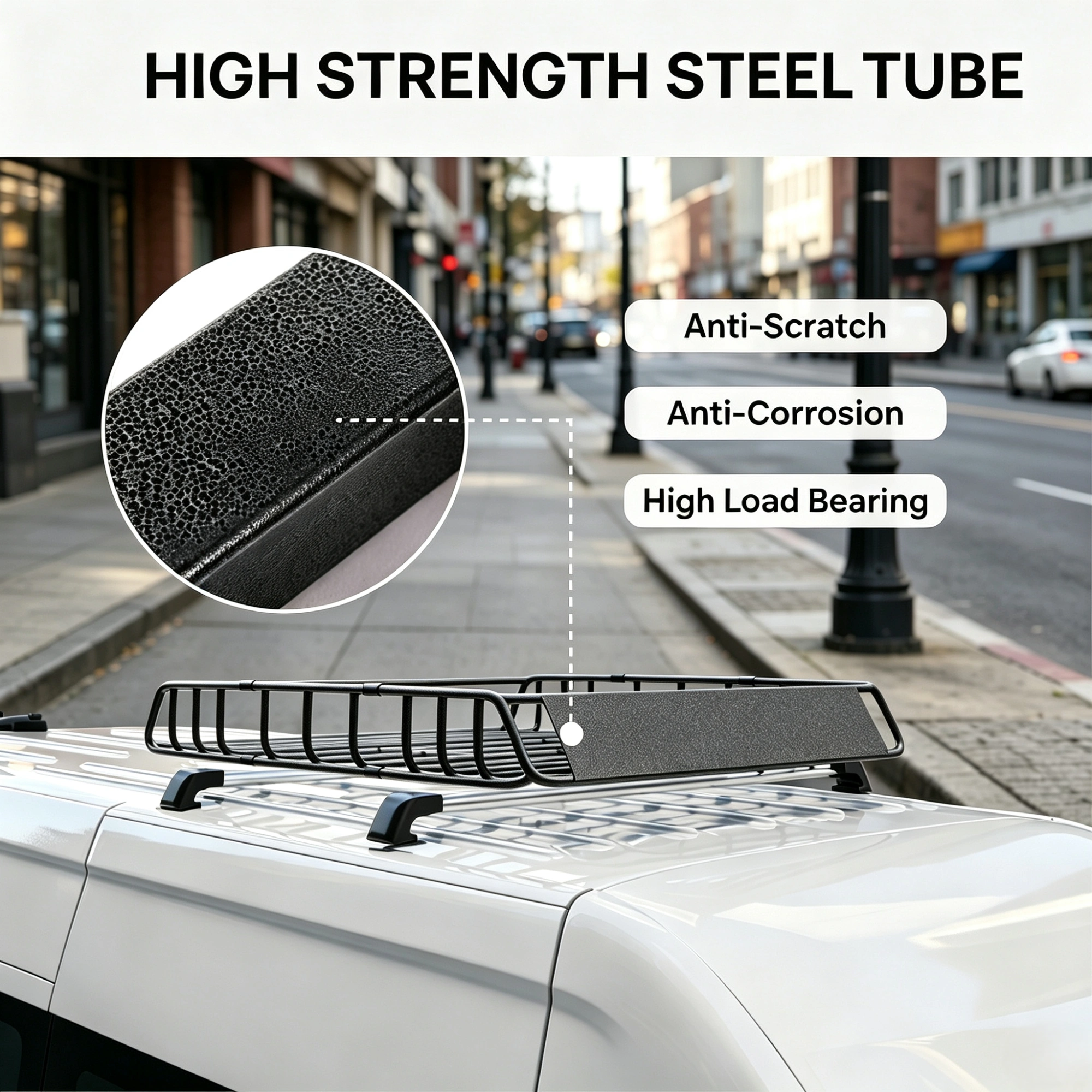 250LBS Roof Rack 46x36x6 inch Cargo Carrier with 4 Heavy Duty Straps Universal Fit for SUVs, Cars, Vans view 10