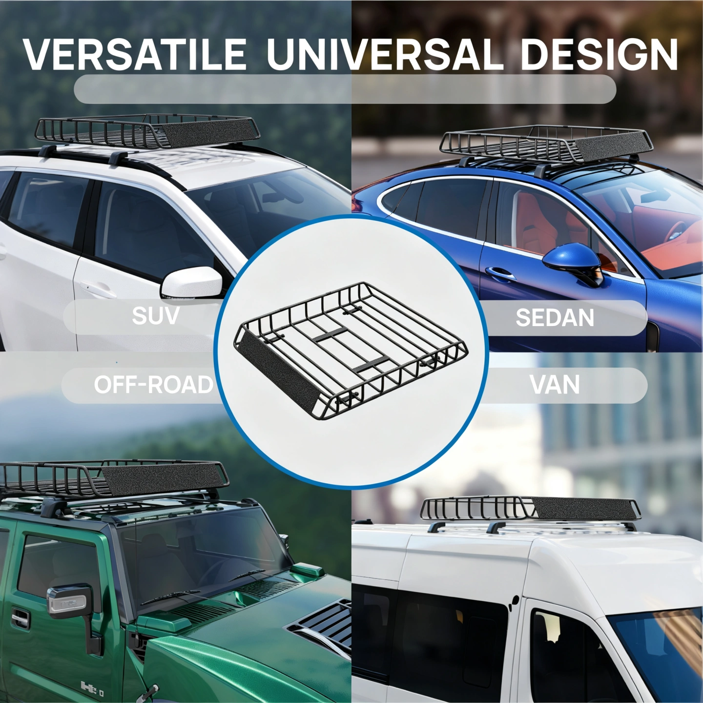 250LBS Roof Rack 46x36x6 inch Cargo Carrier with 4 Heavy Duty Straps Universal Fit for SUVs, Cars, Vans view 7
