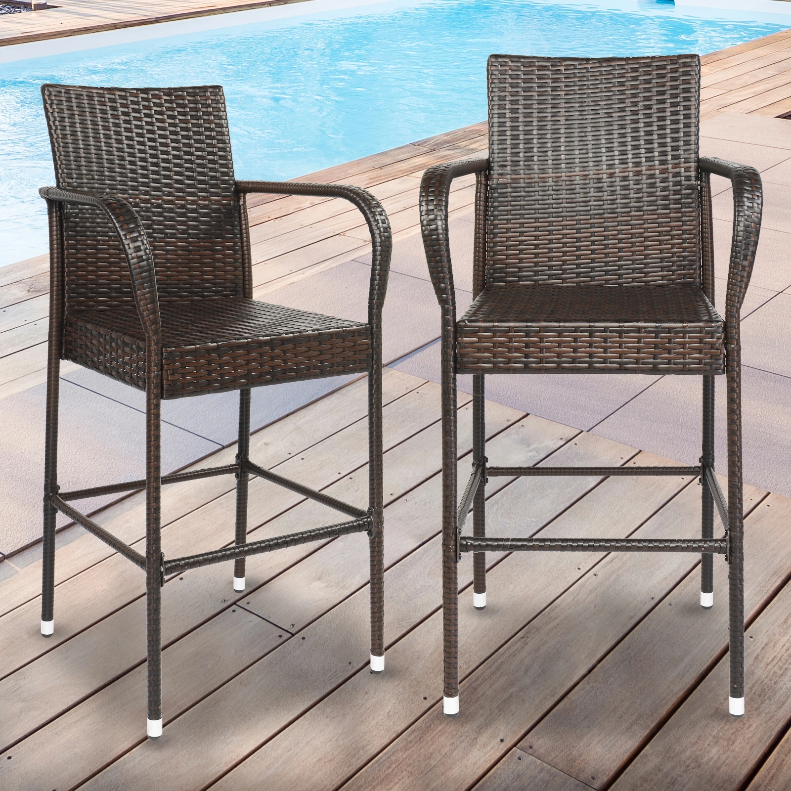 2pcs High Bar Chair Brown Gradient view 22