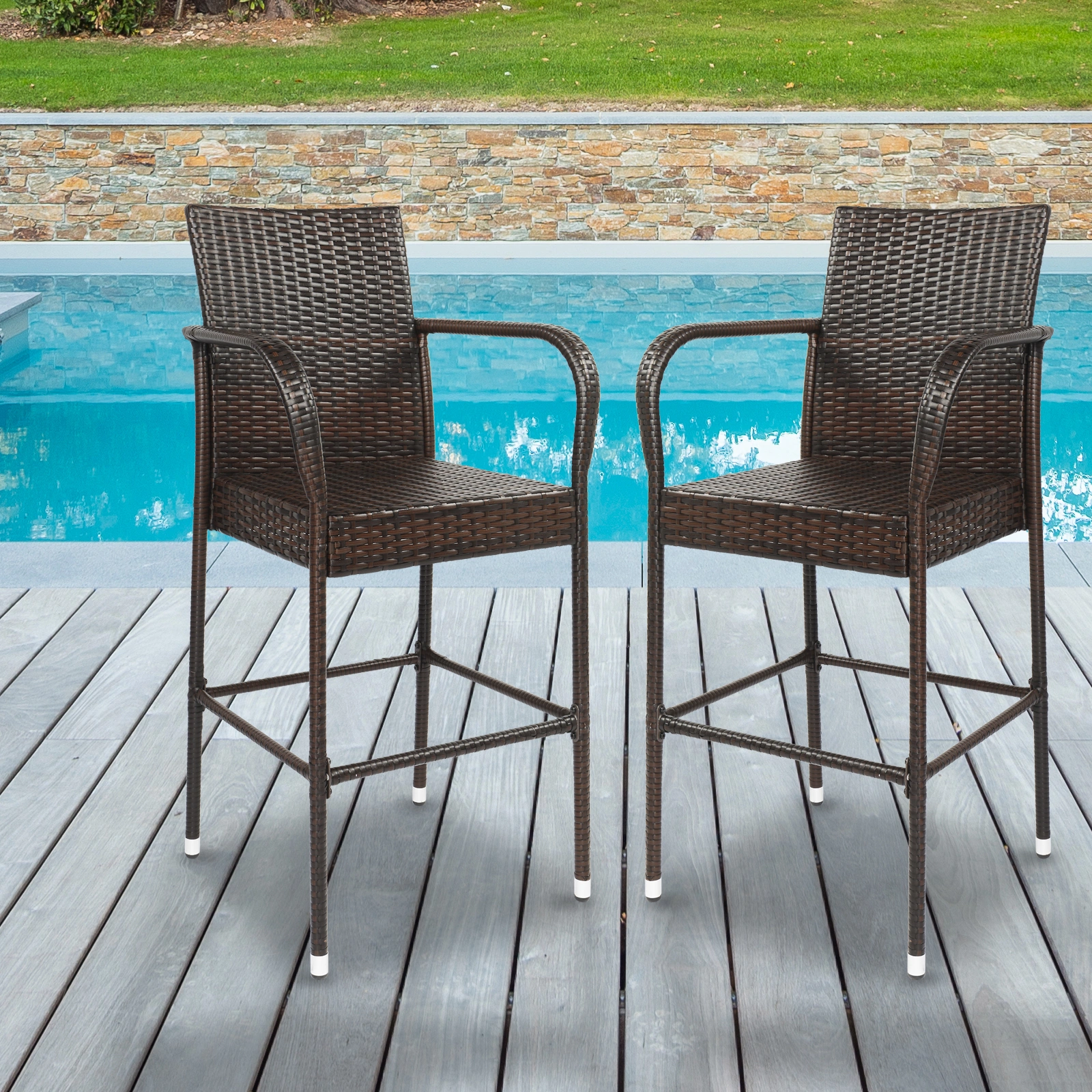 2pcs High Bar Chair Brown Gradient view 31