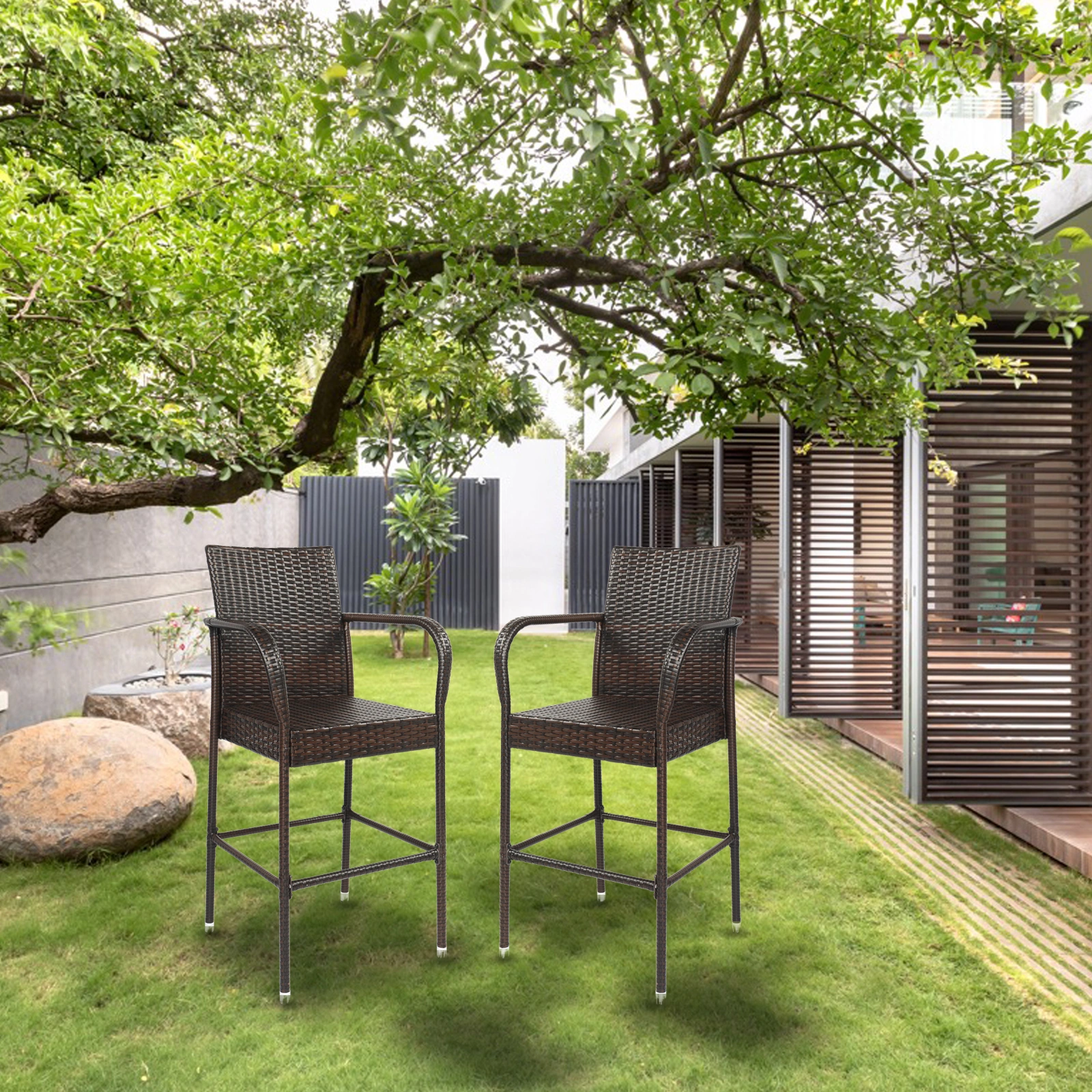 2pcs High Bar Chair Brown Gradient view 39