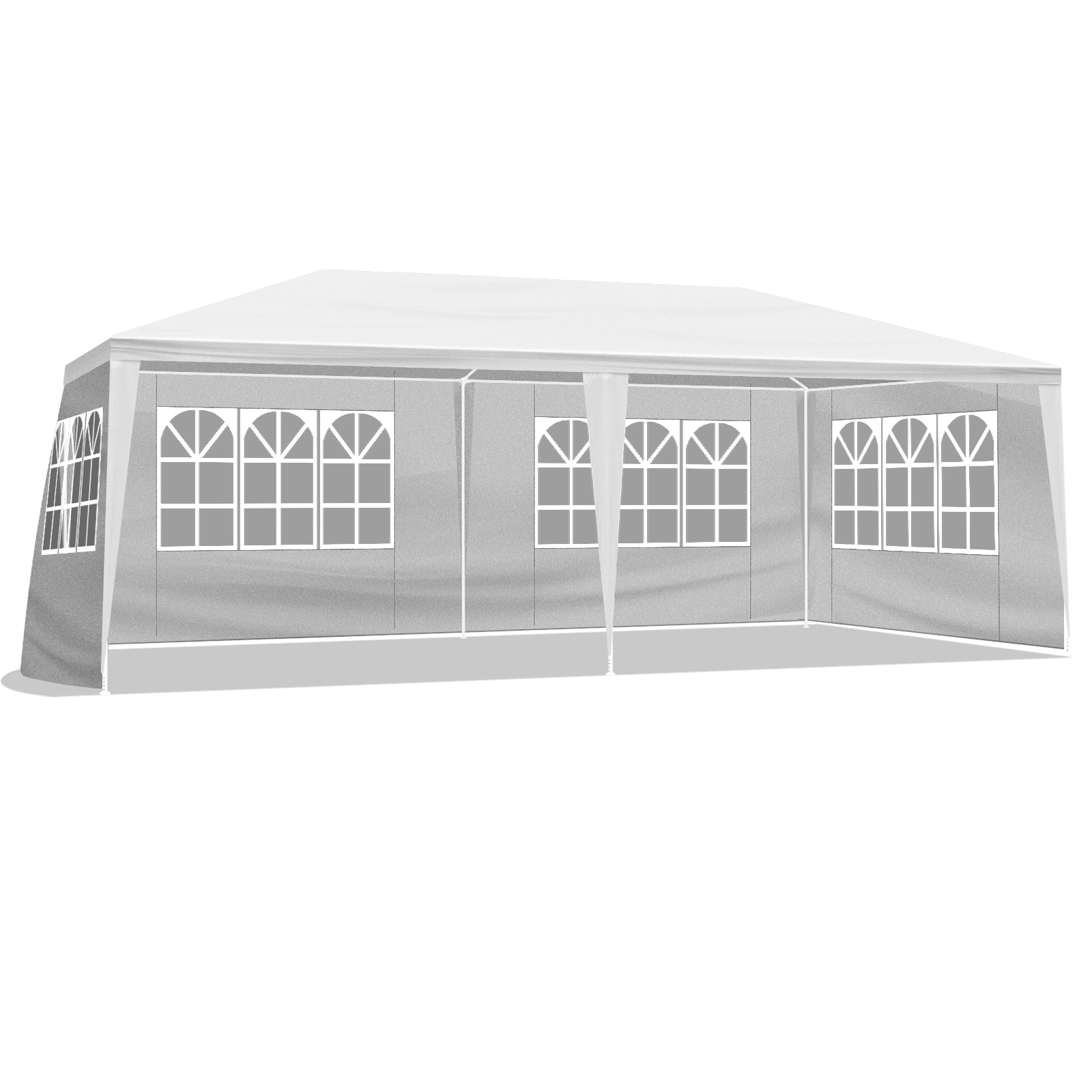 10x20 ft White Outdoor Party Tent with 6 Removable Sidewalls, Waterproof Canopy Wedding Gazebo for Patio & Garden
